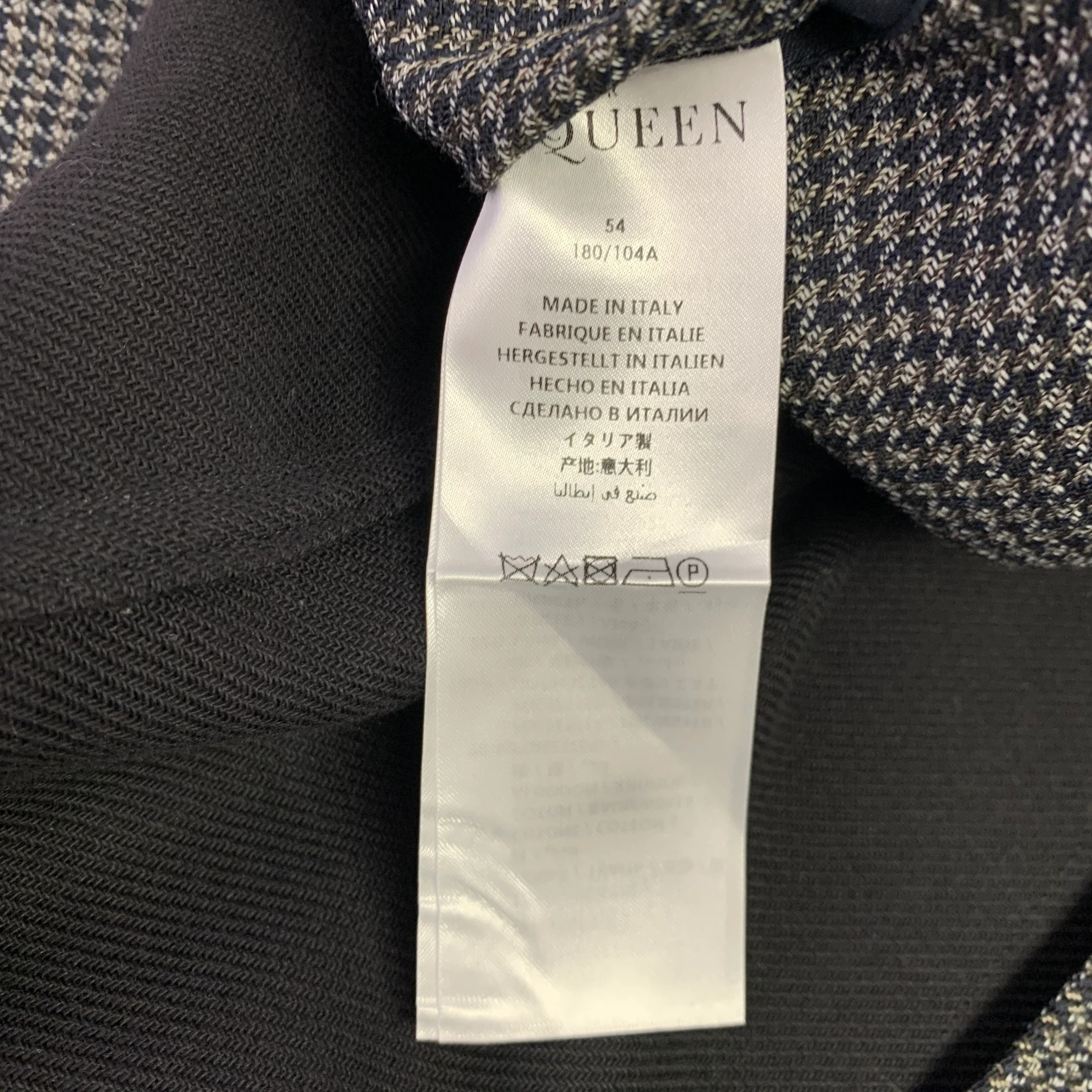 ALEXANDER MCQUEEN Size 44 Grey Black Houndstooth Cotton Blend Sport Coat - Image 7