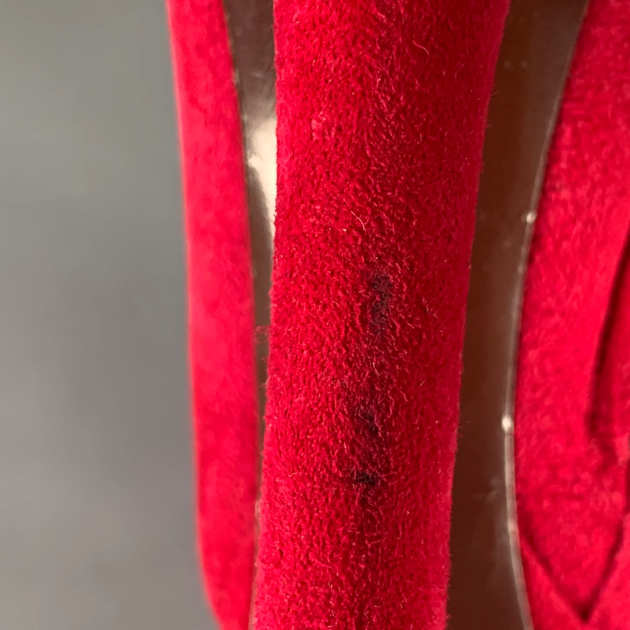 ALEXANDER MCQUEEN Size 8 Red Suede Platform Ankle Boots - Image 9