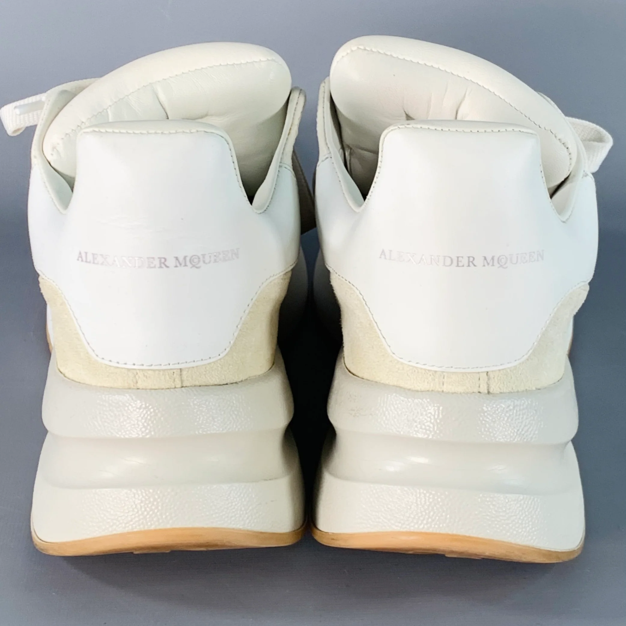 ALEXANDER MCQUEEN Size 8 White Ivory Rubber Sole Lace-Up Chunky Sneakers - Image 3