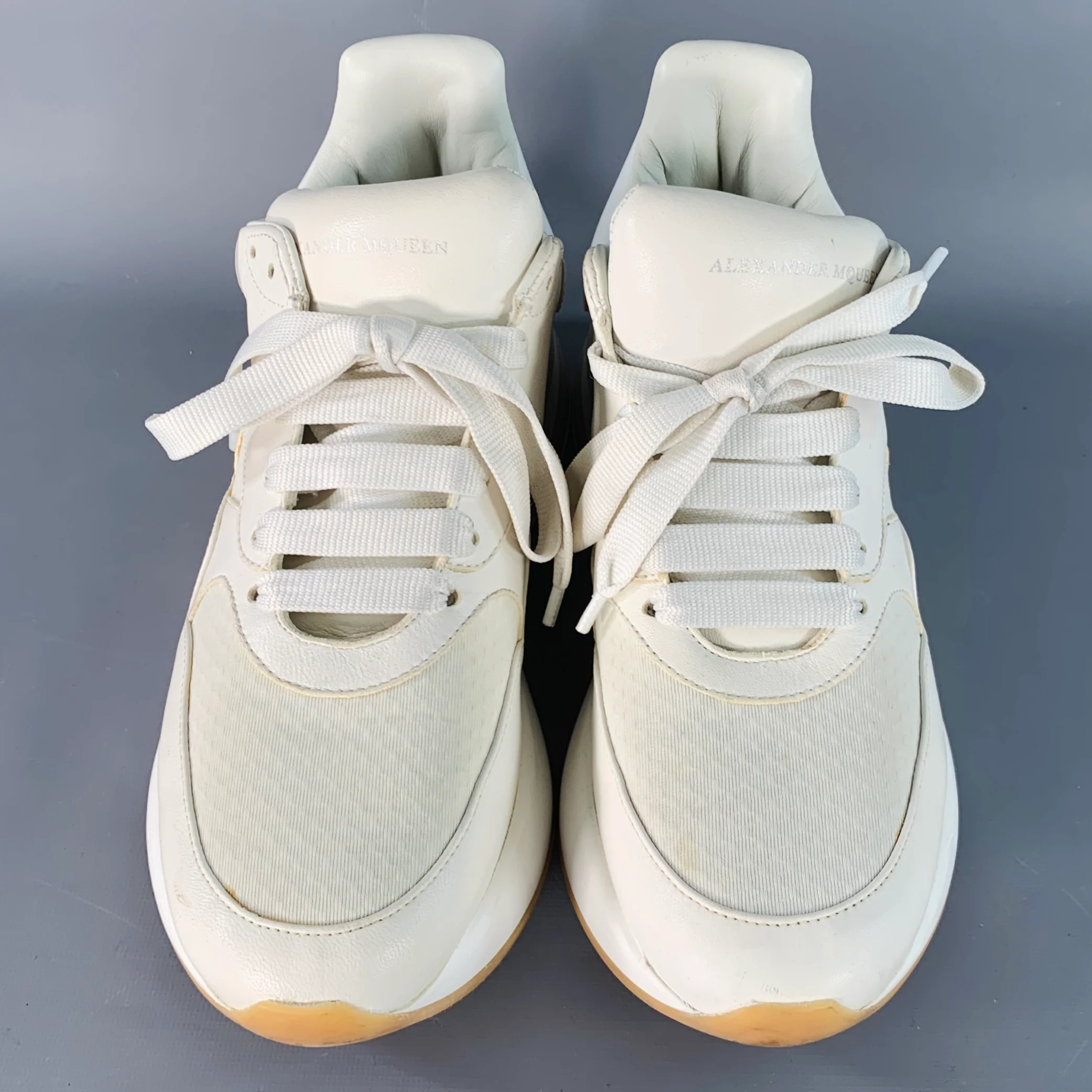 ALEXANDER MCQUEEN Size 8 White Ivory Rubber Sole Lace-Up Chunky Sneakers - Image 4