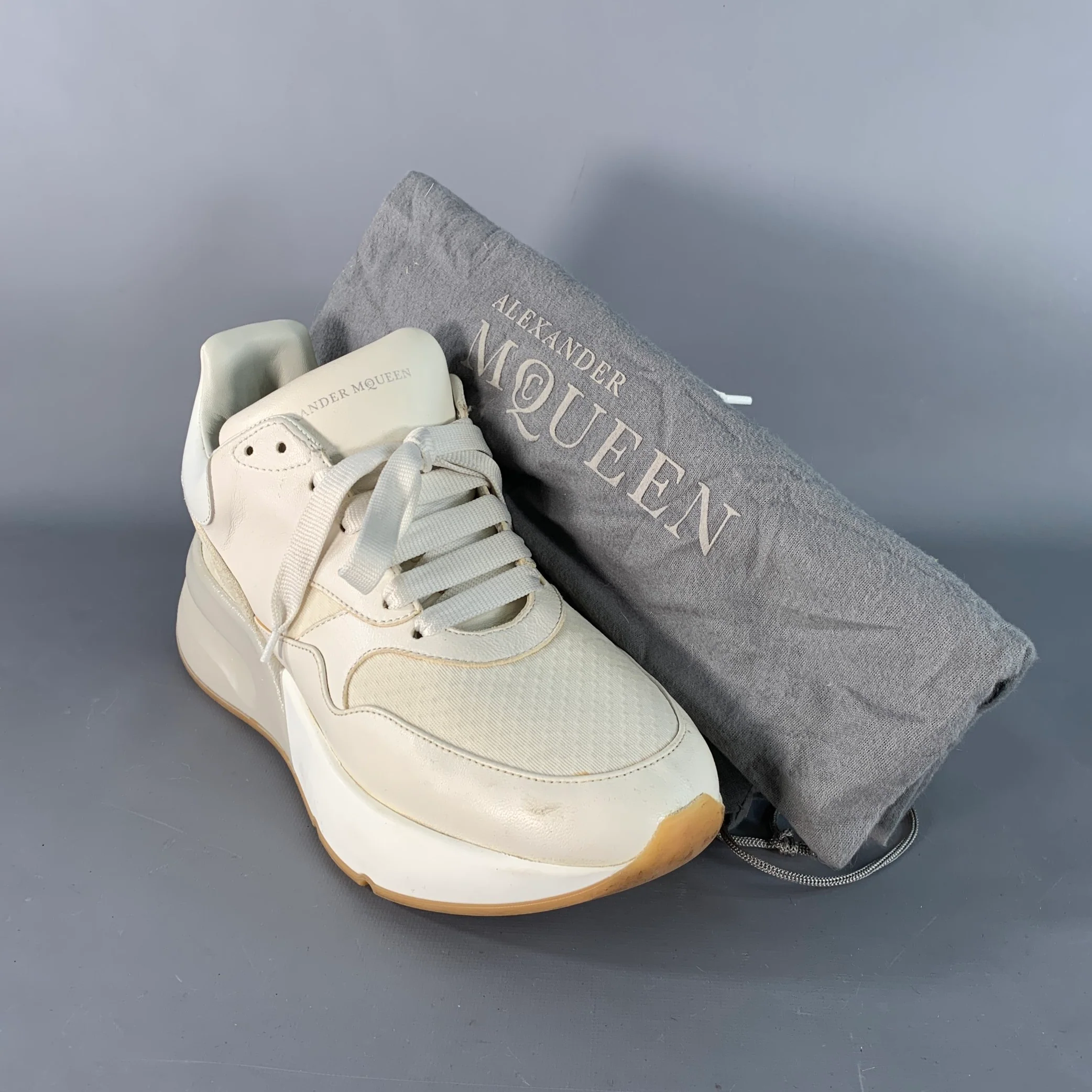 ALEXANDER MCQUEEN Size 8 White Ivory Rubber Sole Lace-Up Chunky Sneakers - Image 9