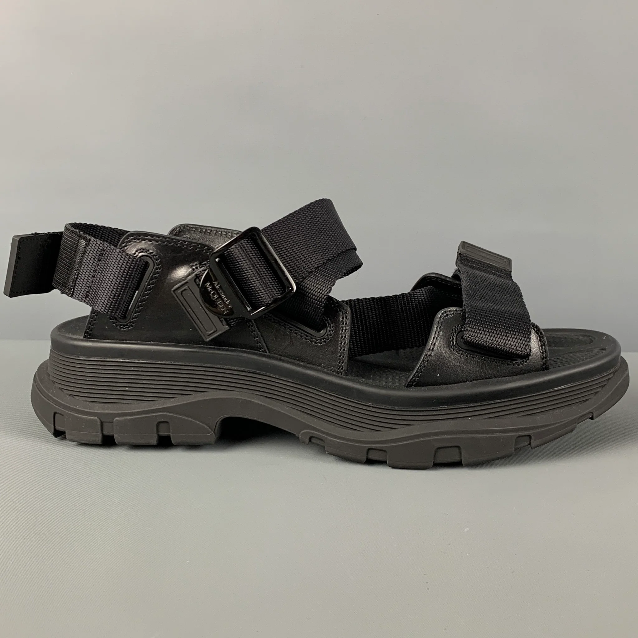 ALEXANDER MCQUEEN Size 9.5 Black Straps Sandals