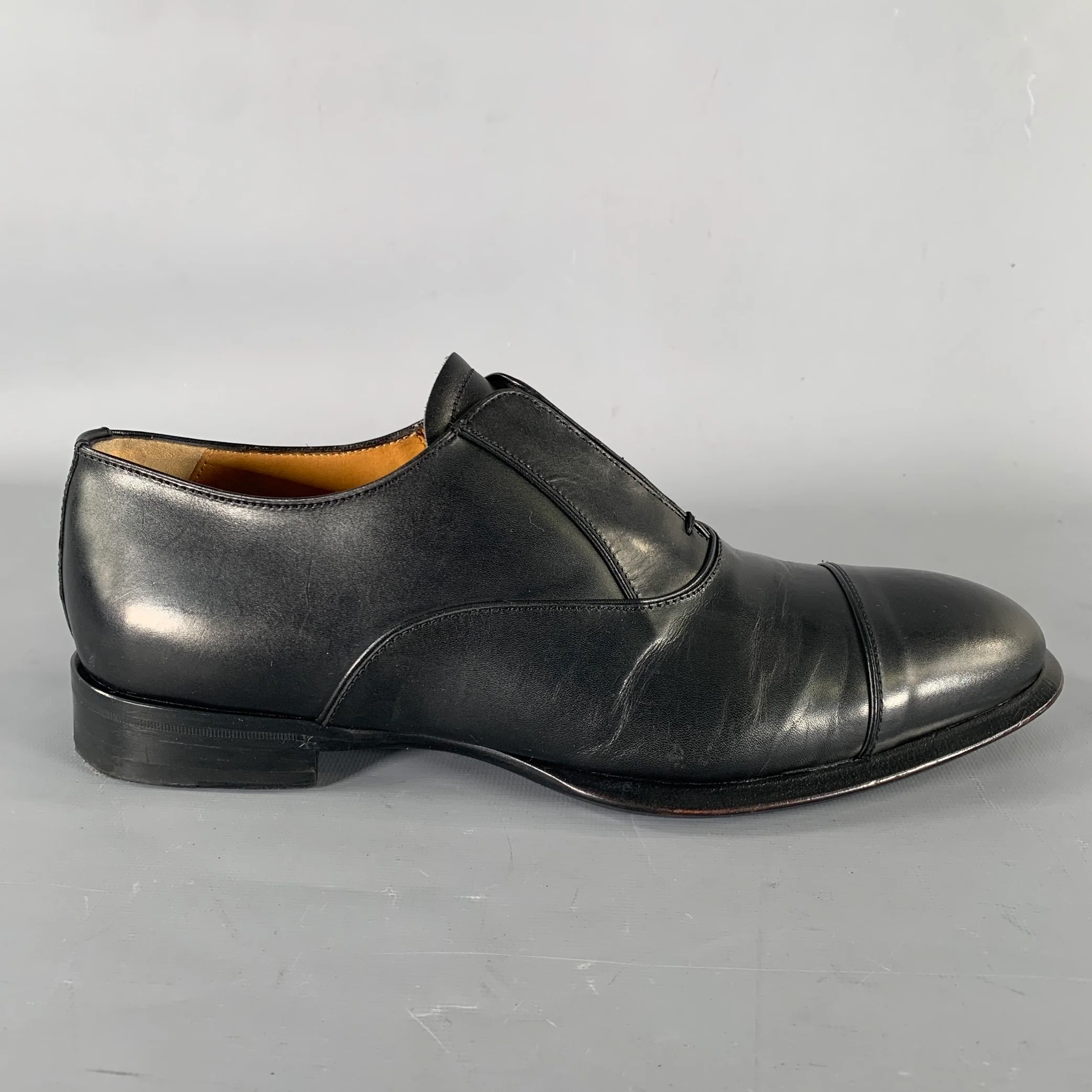 ALEXANDER MCQUEEN Size 9 Black Leather Toe Cap Loafers - Image 2
