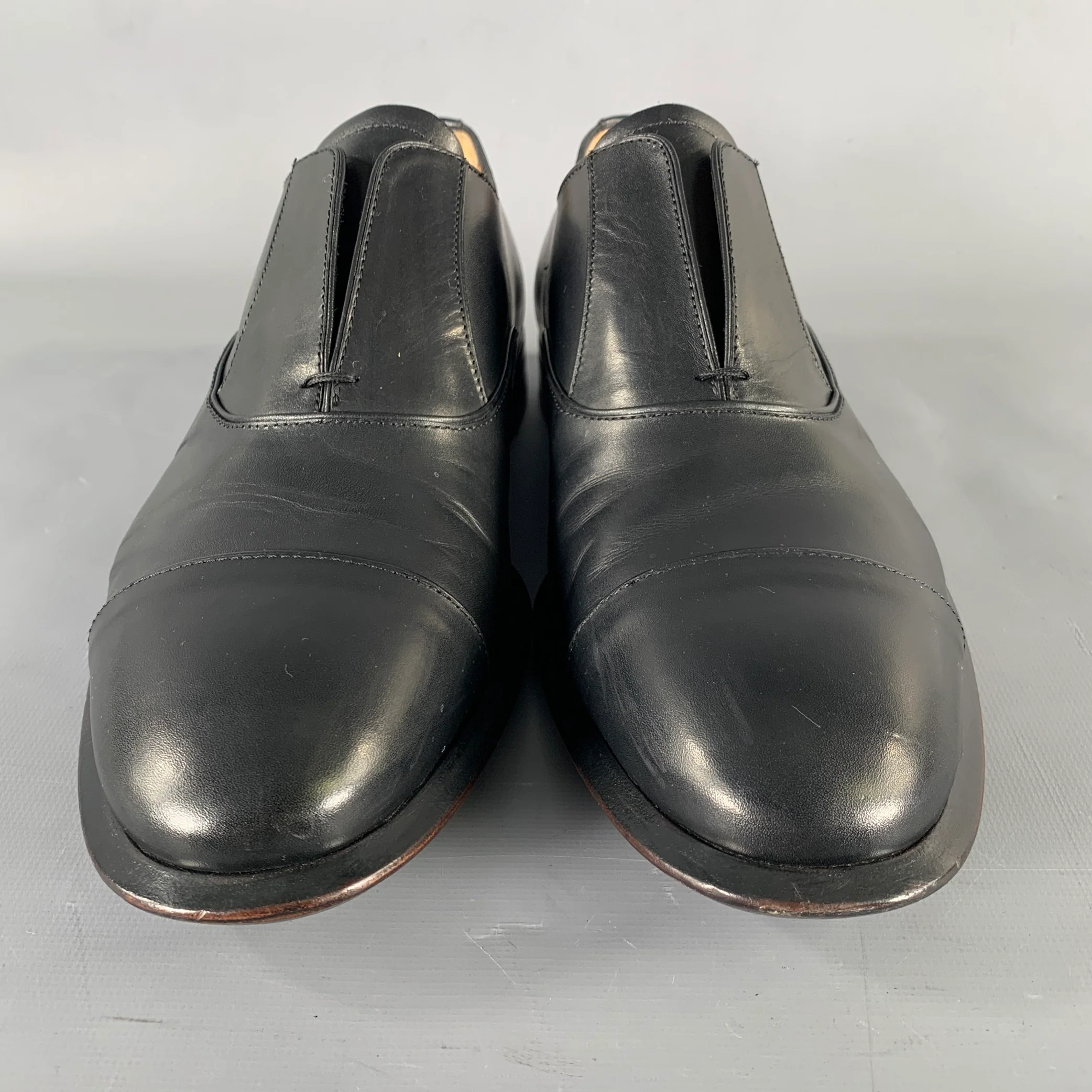 ALEXANDER MCQUEEN Size 9 Black Leather Toe Cap Loafers - Image 4