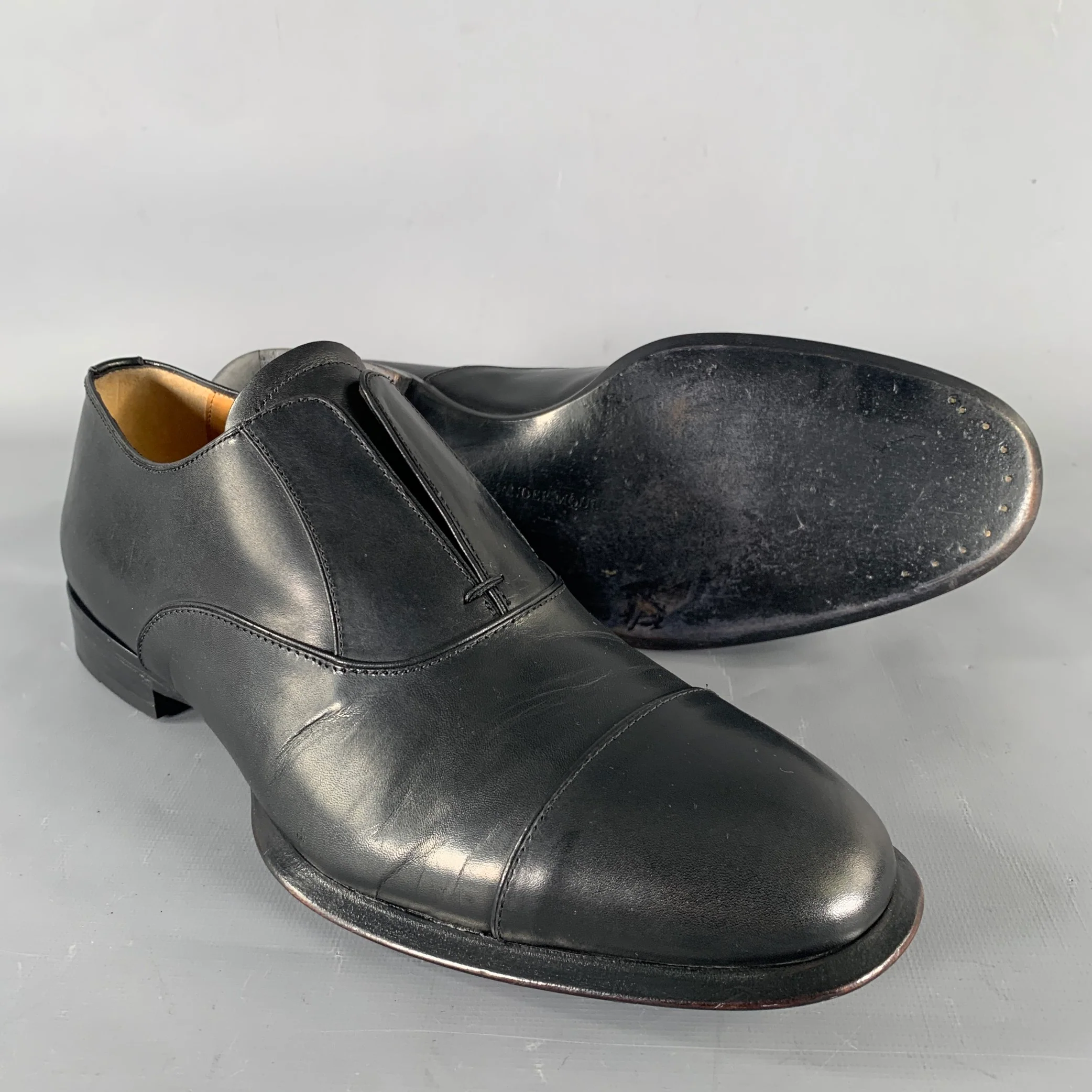 ALEXANDER MCQUEEN Size 9 Black Leather Toe Cap Loafers - Image 5