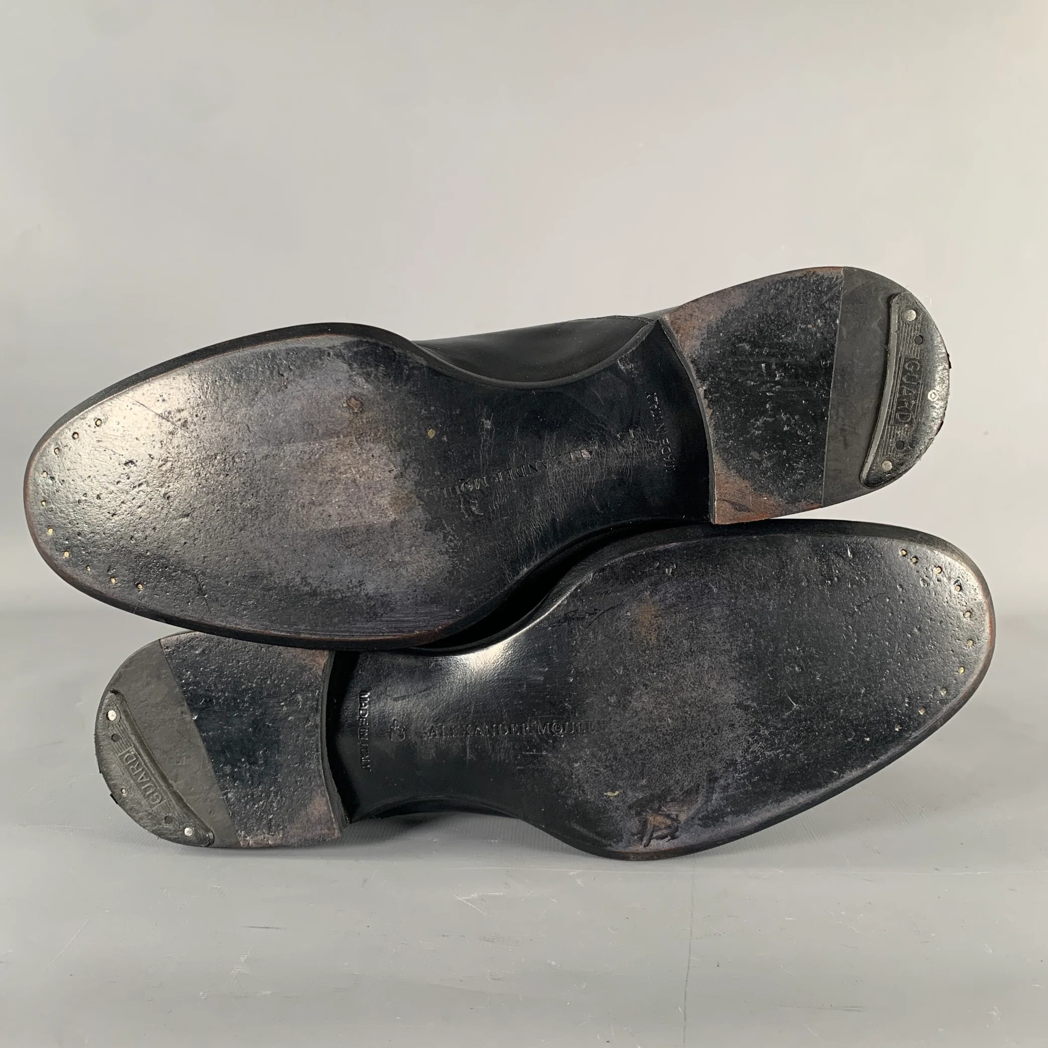 ALEXANDER MCQUEEN Size 9 Black Leather Toe Cap Loafers - Image 6