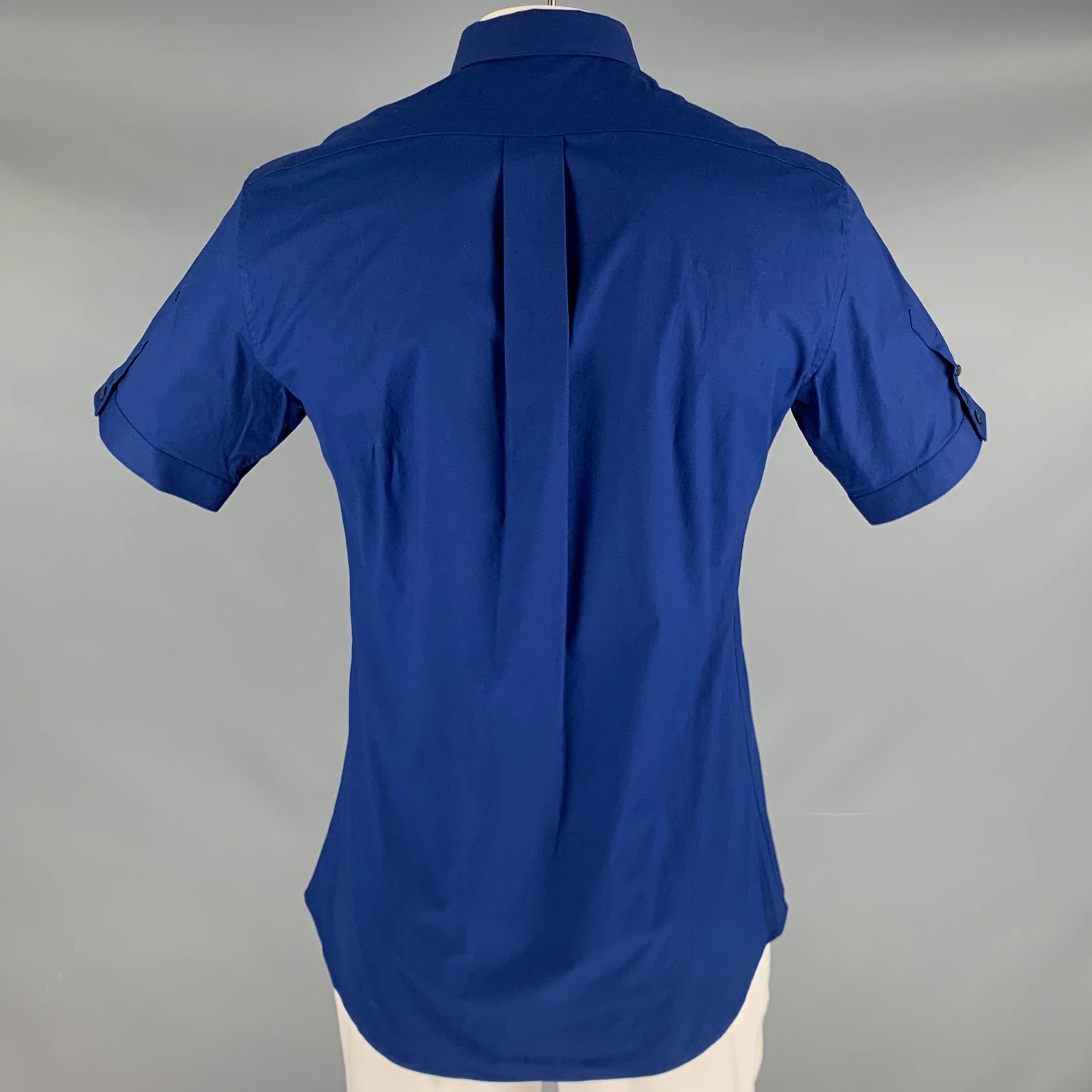ALEXANDER MCQUEEN Size L Blue Cotton Blend Short Sleeve Shirt - Image 3