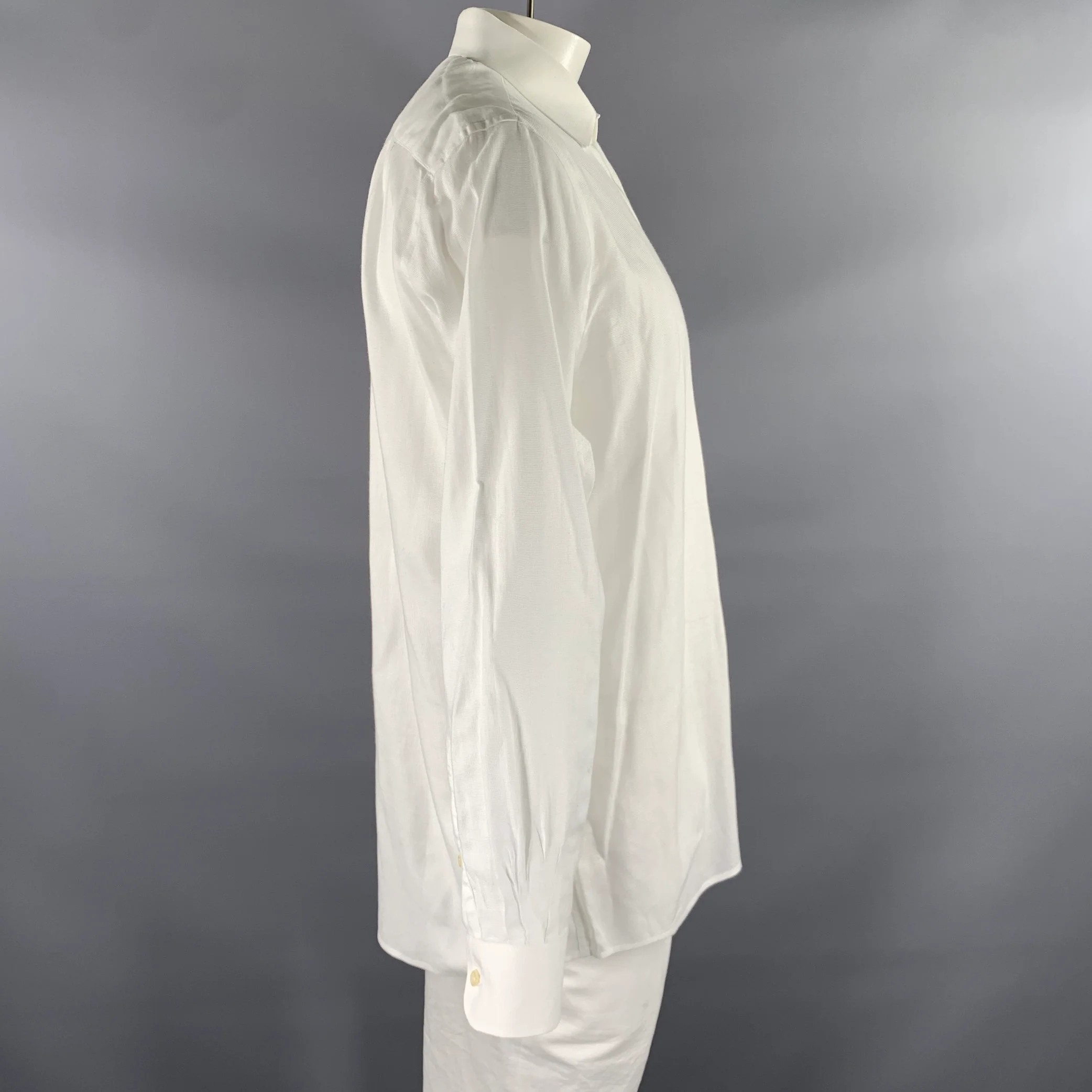ALEXANDER MCQUEEN Size L White Woven Cotton Button Up Long Sleeve Shirt - Image 2