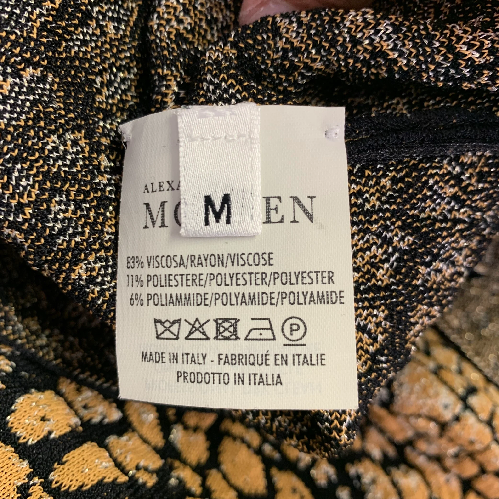 ALEXANDER MCQUEEN Size M Black Gold Viscose Blend Marbled Sleeveless Dress - Image 6