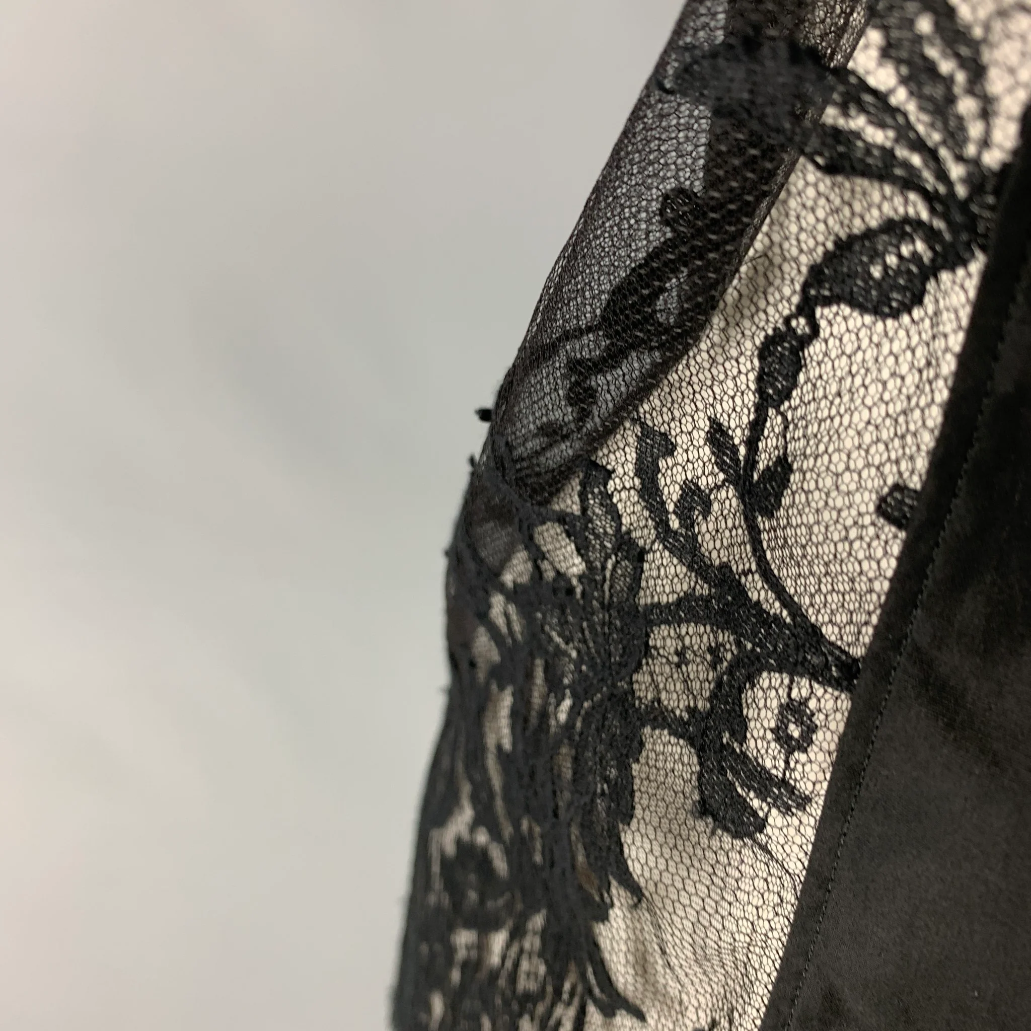 ALEXANDER MCQUEEN Size M Black Lace Cotton Button Up Long Sleeve Shirt - Image 6