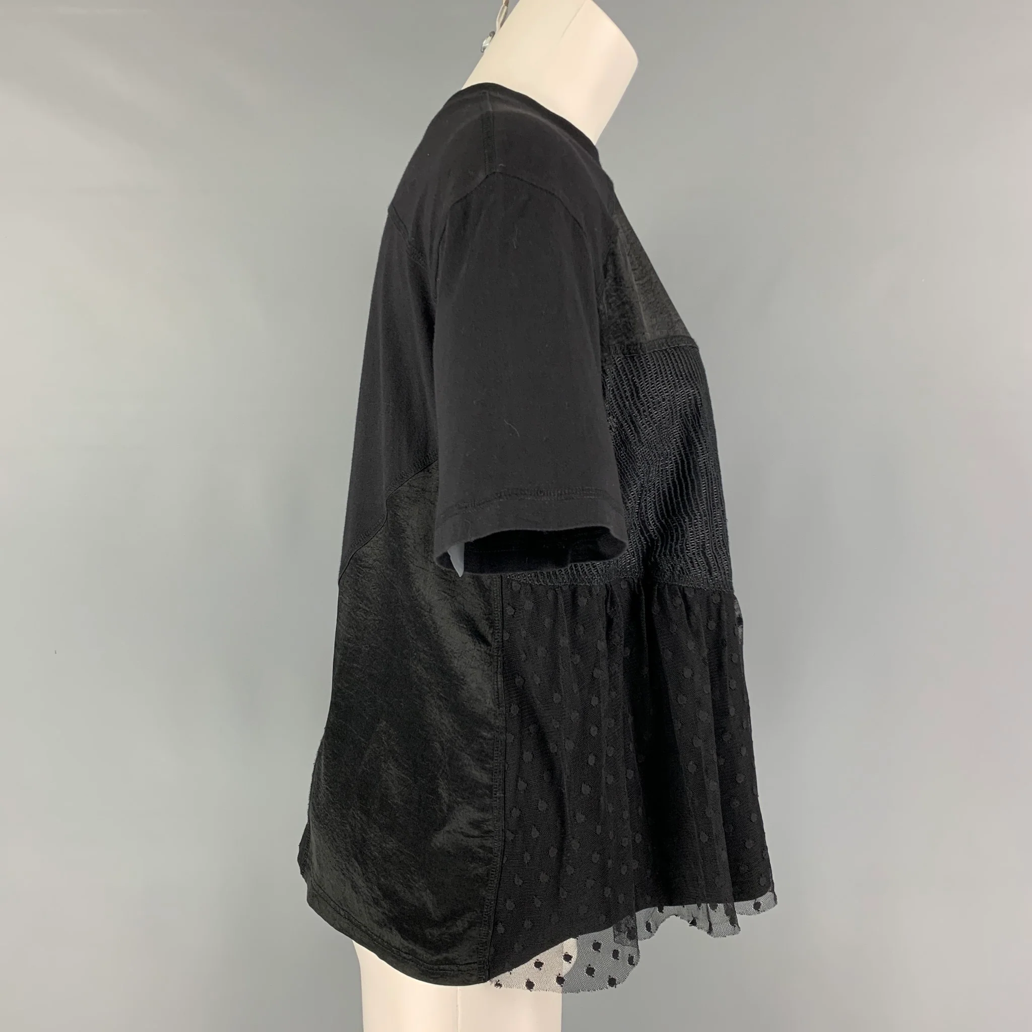 ALEXANDER MCQUEEN Size M Black Polyester Short Sleeve Casual Top - Image 3