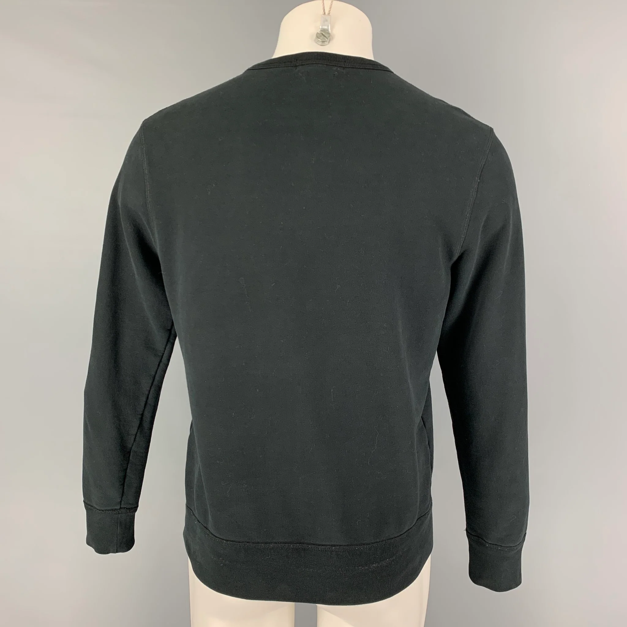 ALEXANDER MCQUEEN Size M Black Silver Embroidery Cotton Crew-Neck Pullover - Image 4
