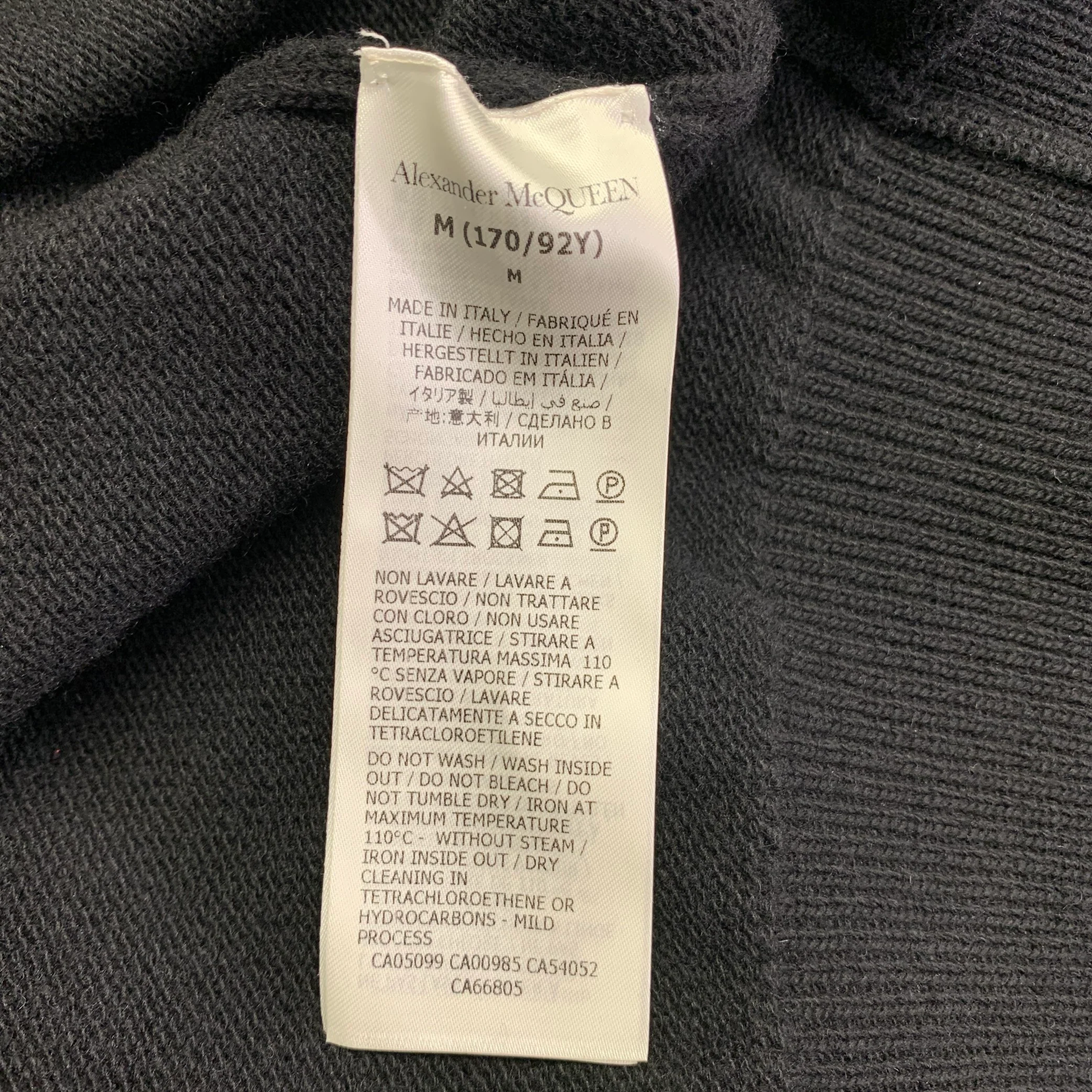 ALEXANDER MCQUEEN Size M Black Wool Cashmere Zip Up Cardigan - Image 5