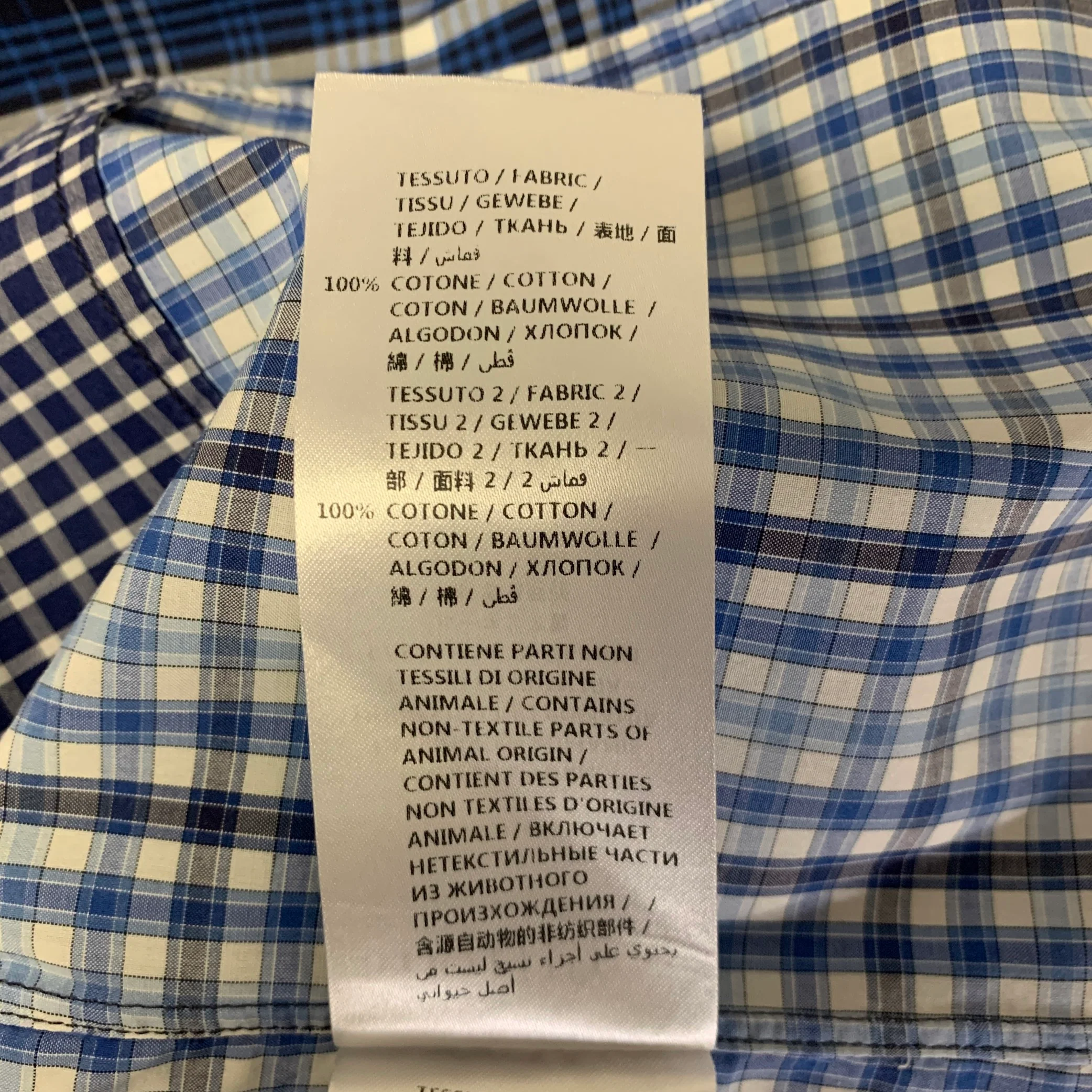 ALEXANDER MCQUEEN Size M Blue Mixed Plaid Cotton Short Sleeve Shirt - Image 8