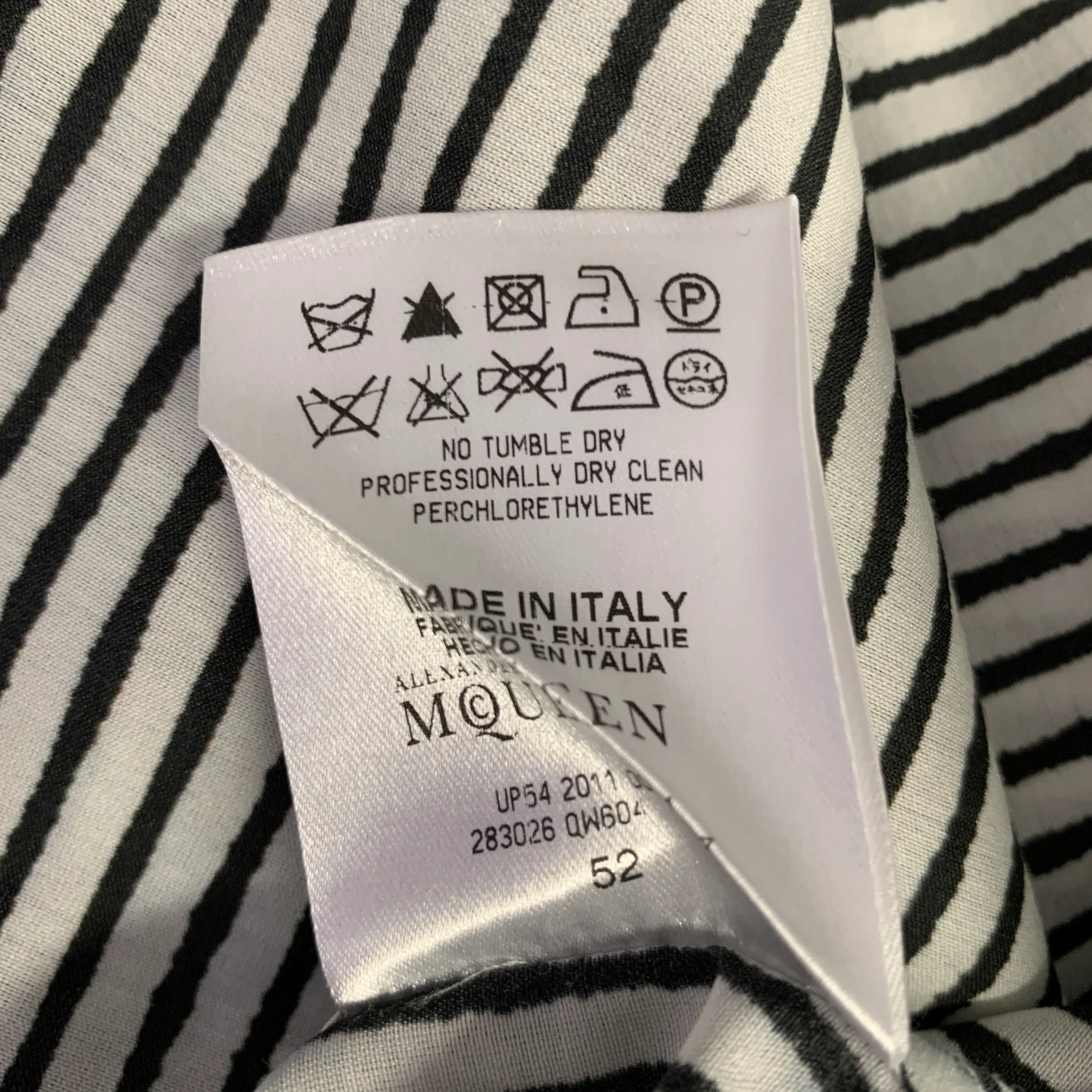 ALEXANDER MCQUEEN Size M White Black Stripe Cotton Silk Long Sleeve Shirt - Image 7