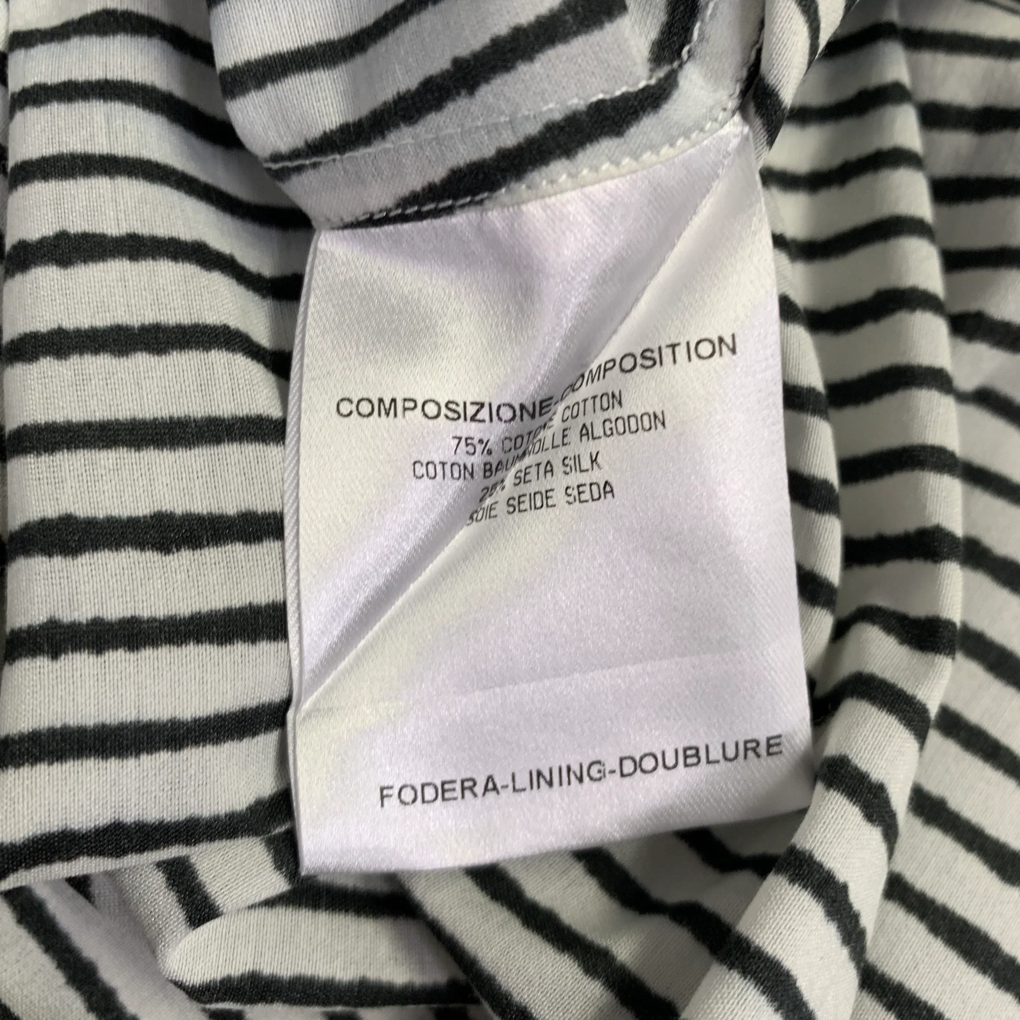 ALEXANDER MCQUEEN Size M White Black Stripe Cotton Silk Long Sleeve Shirt - Image 8