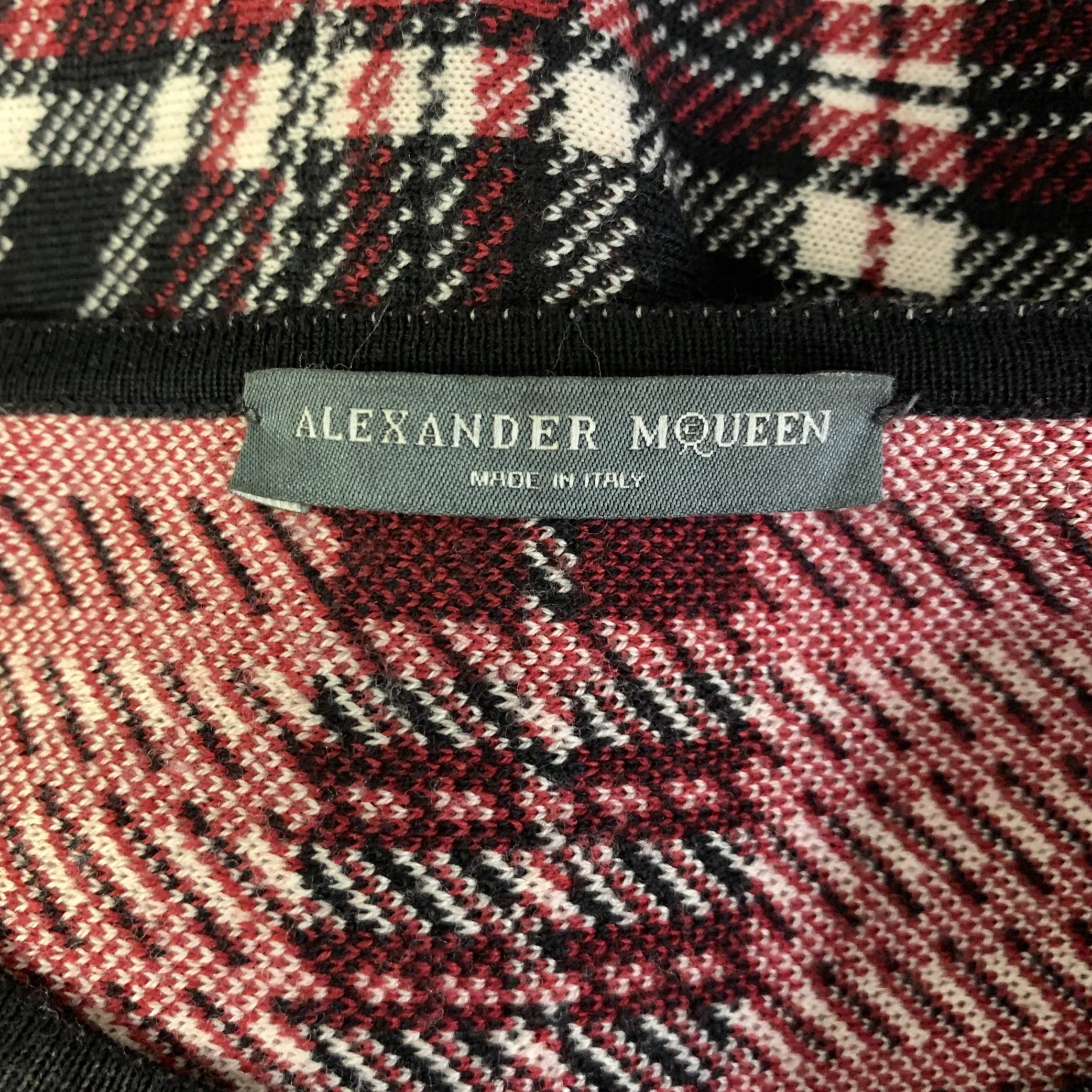 ALEXANDER MCQUEEN Size S Black Red Wool Plaid 3/4 Sleeves Knee-Length Dress - Image 5