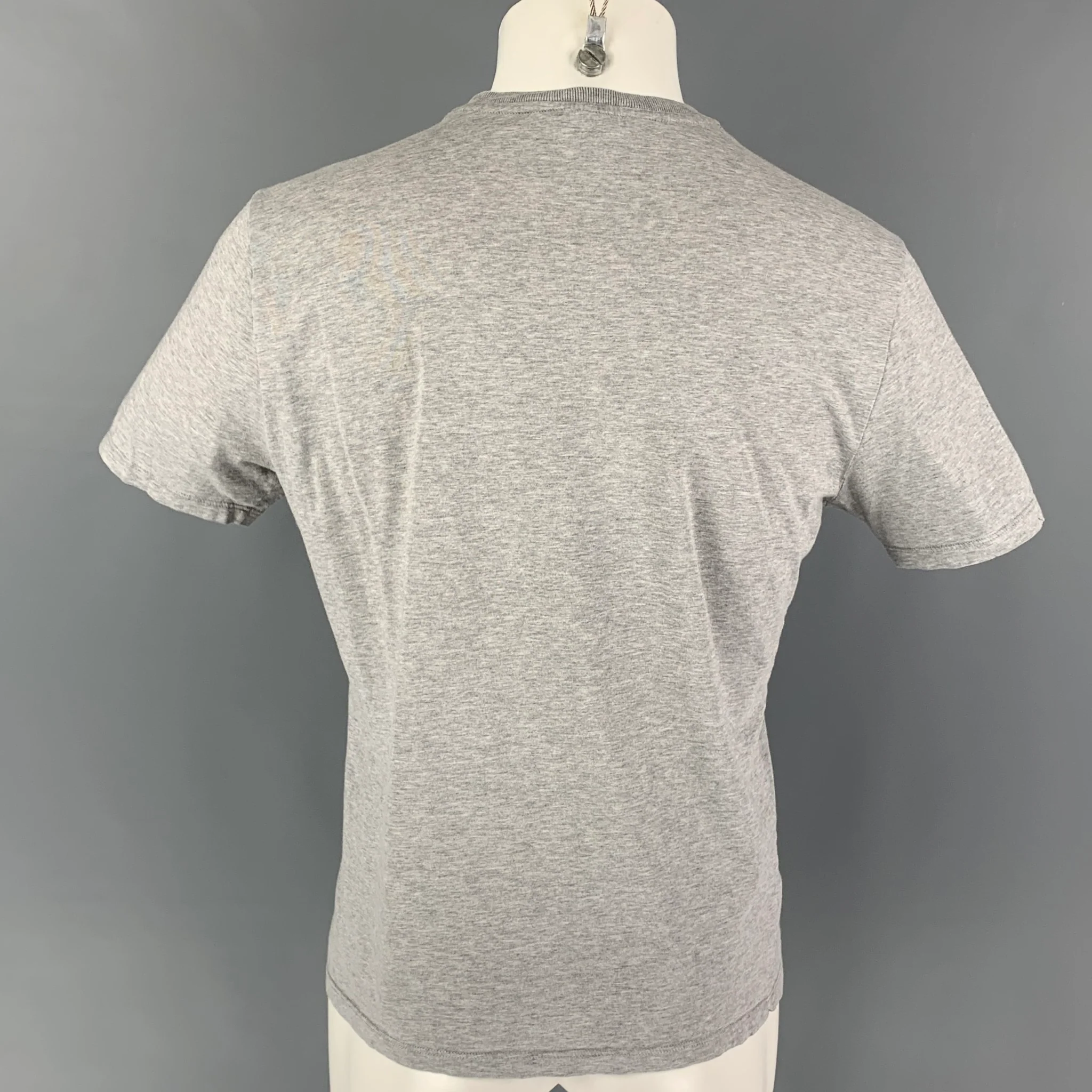 ALEXANDER MCQUEEN Size S Grey Navy Skull Cotton Crew-Neck T-shirt - Image 3