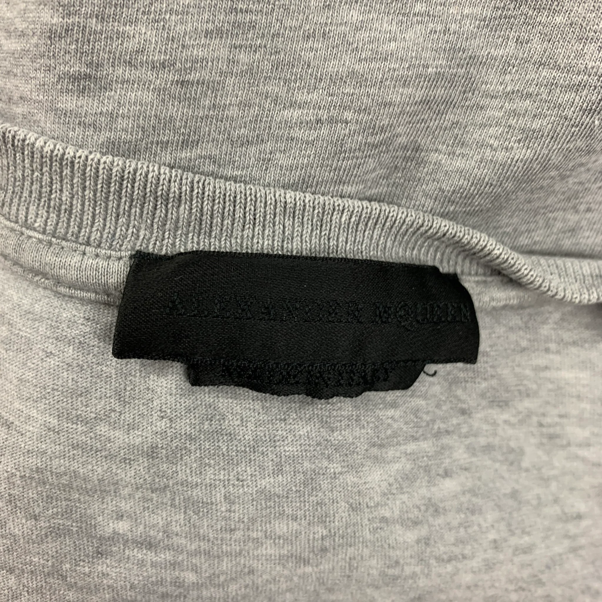 ALEXANDER MCQUEEN Size S Grey Navy Skull Cotton Crew-Neck T-shirt - Image 5