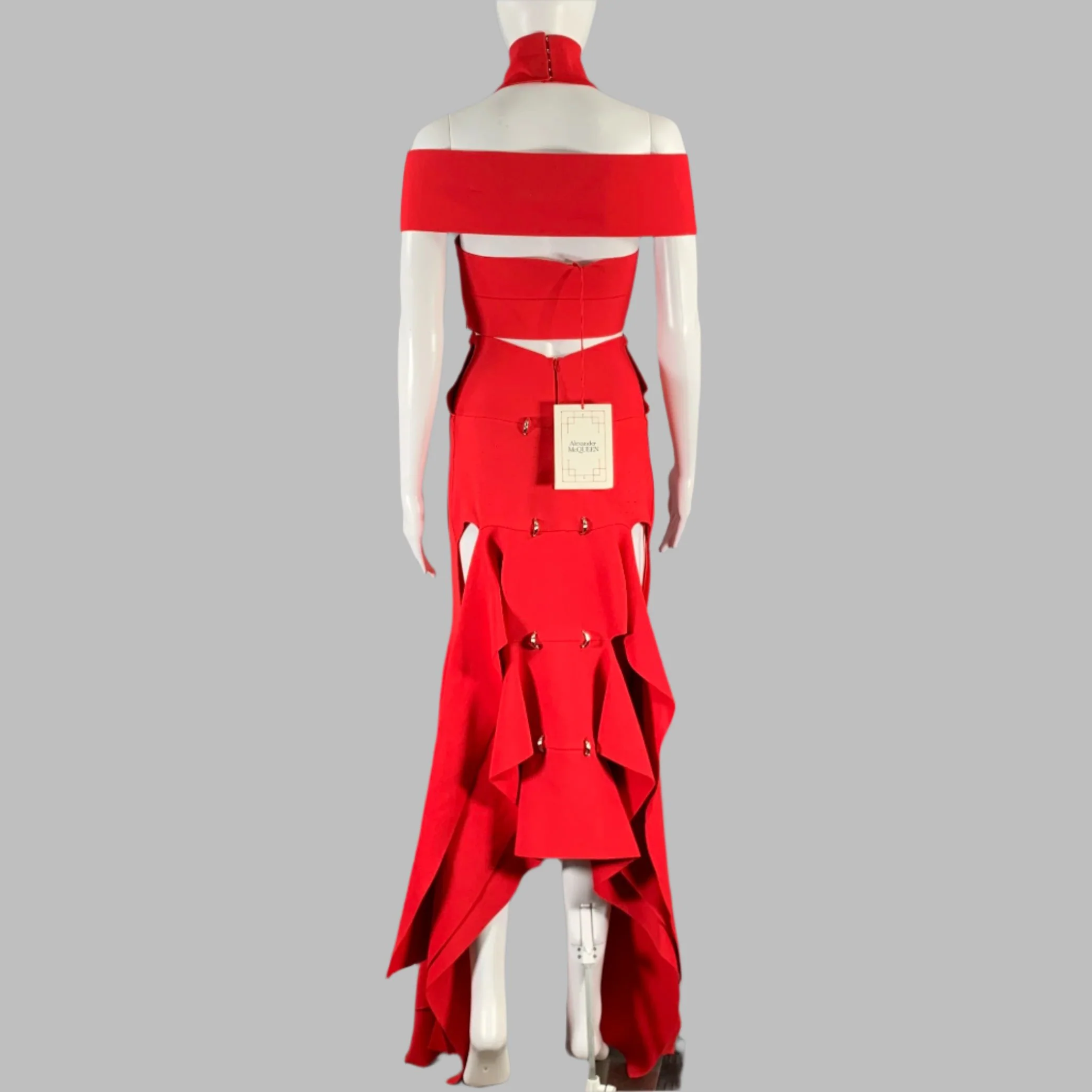 ALEXANDER MCQUEEN Size S Red Viscose Blend Cut Out Long Gown - Image 4