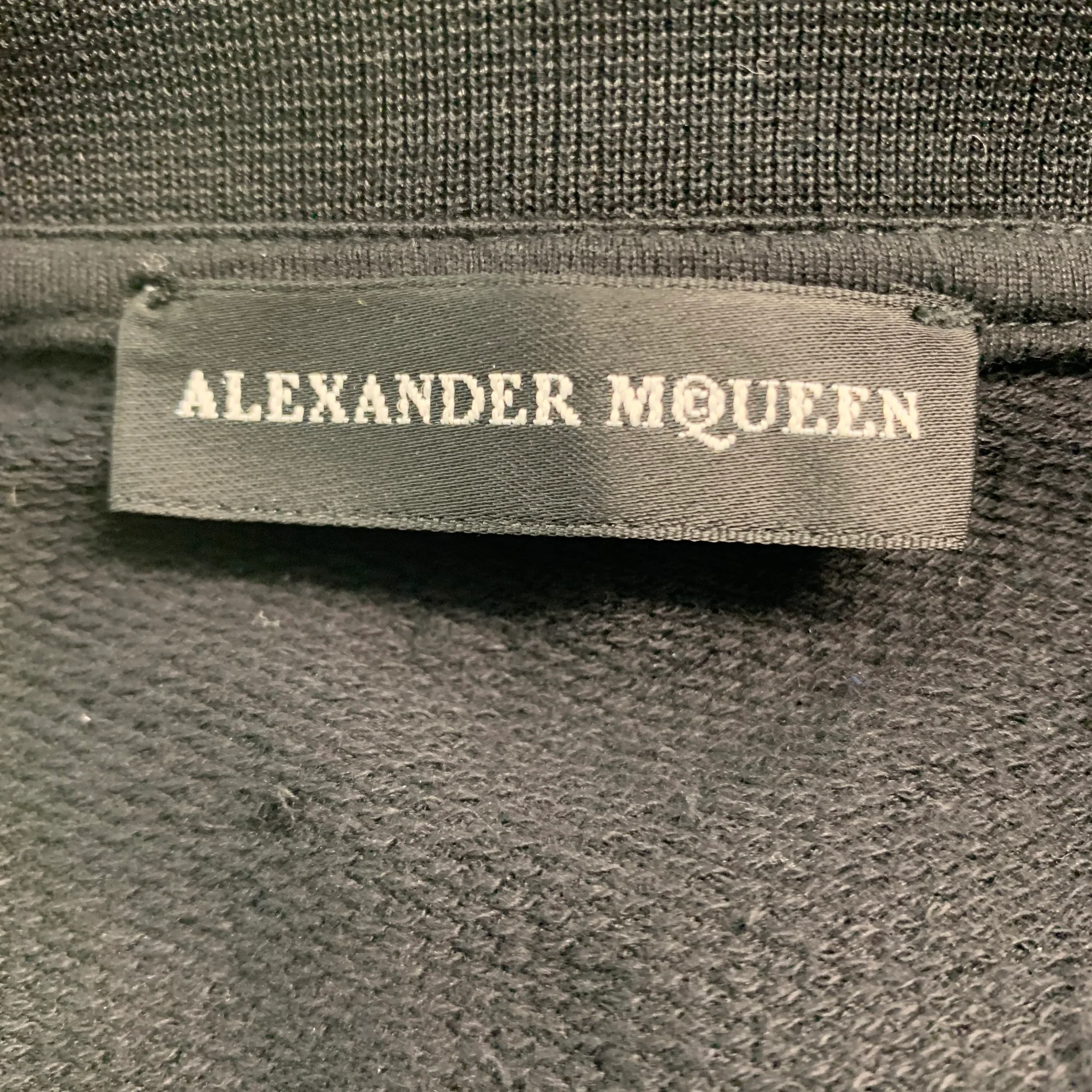 ALEXANDER MCQUEEN Size XL Black White Cotton Zip Up Cardigan - Image 6