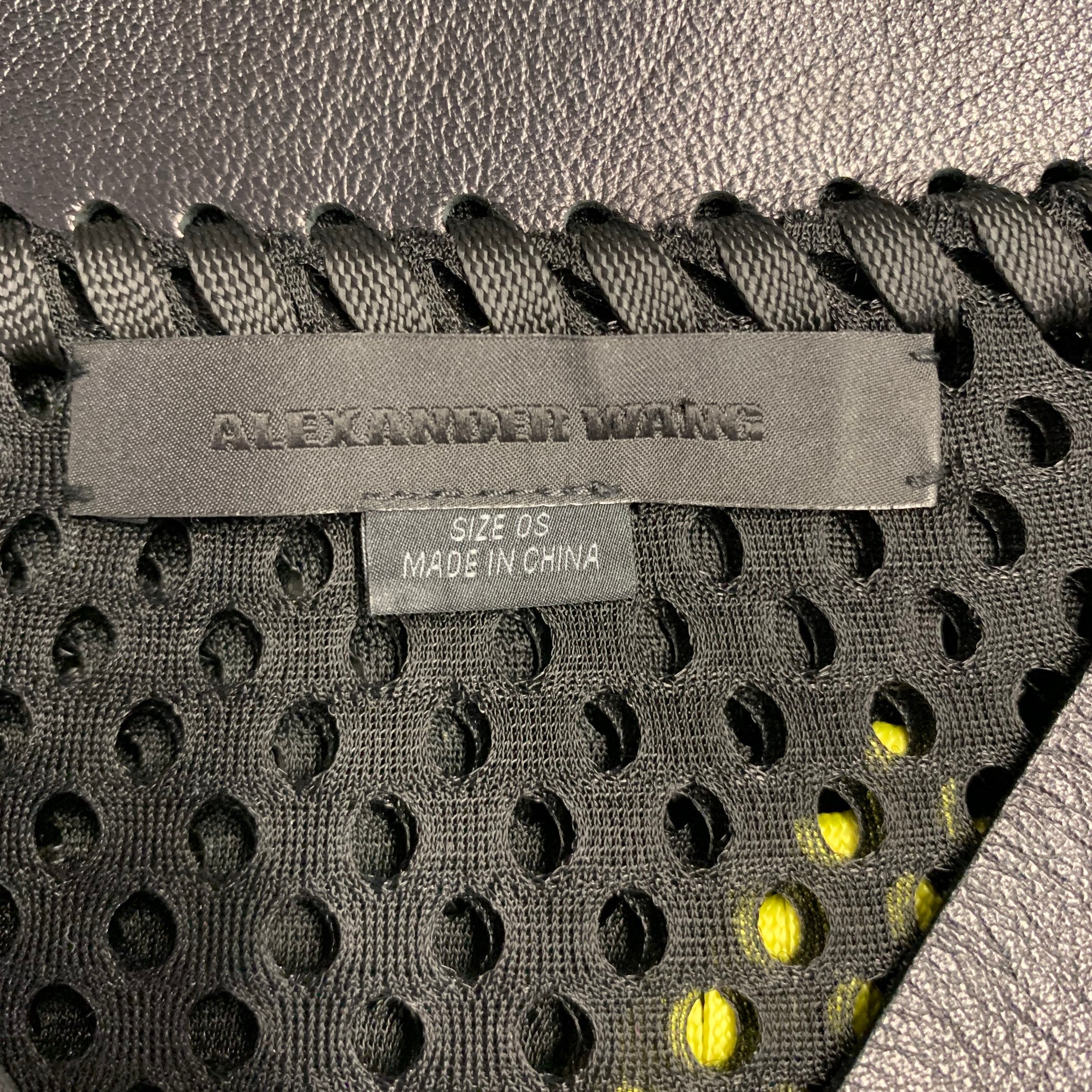 ALEXANDER WANG Black Yellow Polyester Woven Lamb Skin Cocktail Dress - Image 5