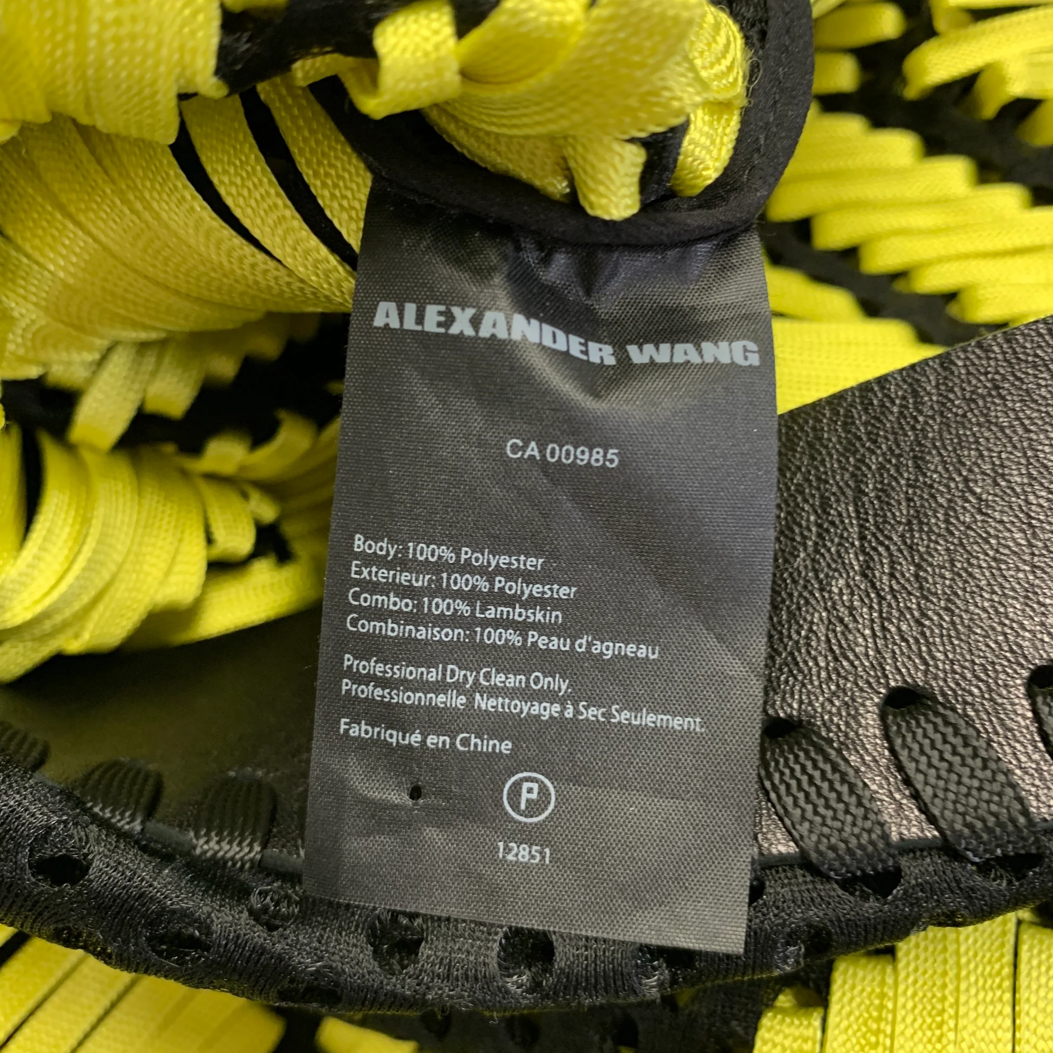 ALEXANDER WANG Black Yellow Polyester Woven Lamb Skin Cocktail Dress - Image 6