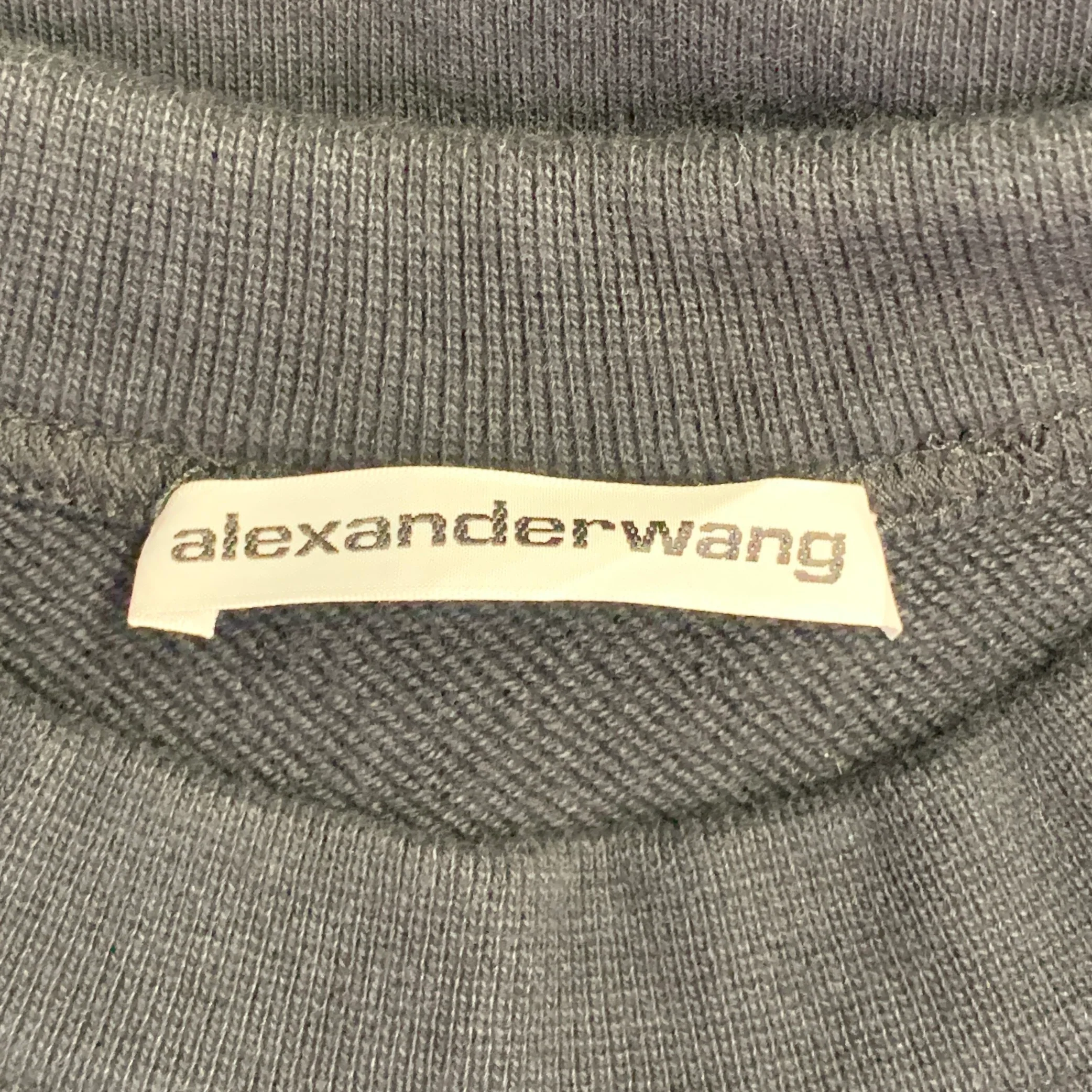 ALEXANDER WANG Size L Black Grey Logo Cotton Oversized Crew Neck Sweatshirt - Image 6