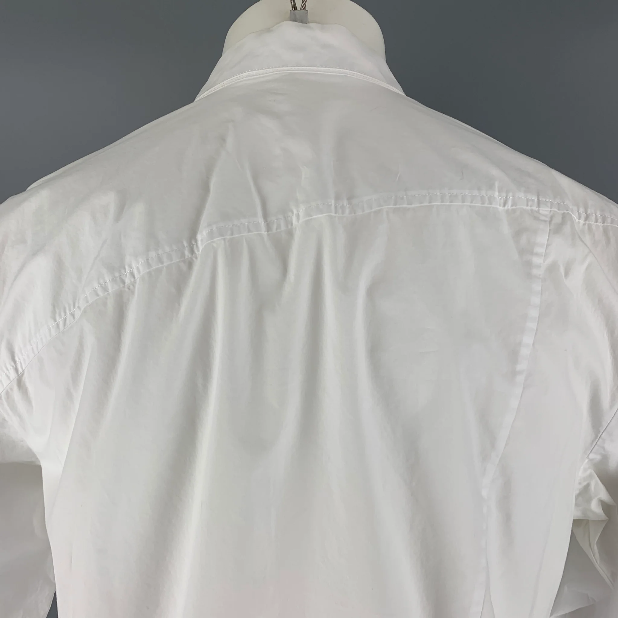 ALEXANDER WANG Size S White Solid Cotton Button Up Long Sleeve Shirt - Image 4