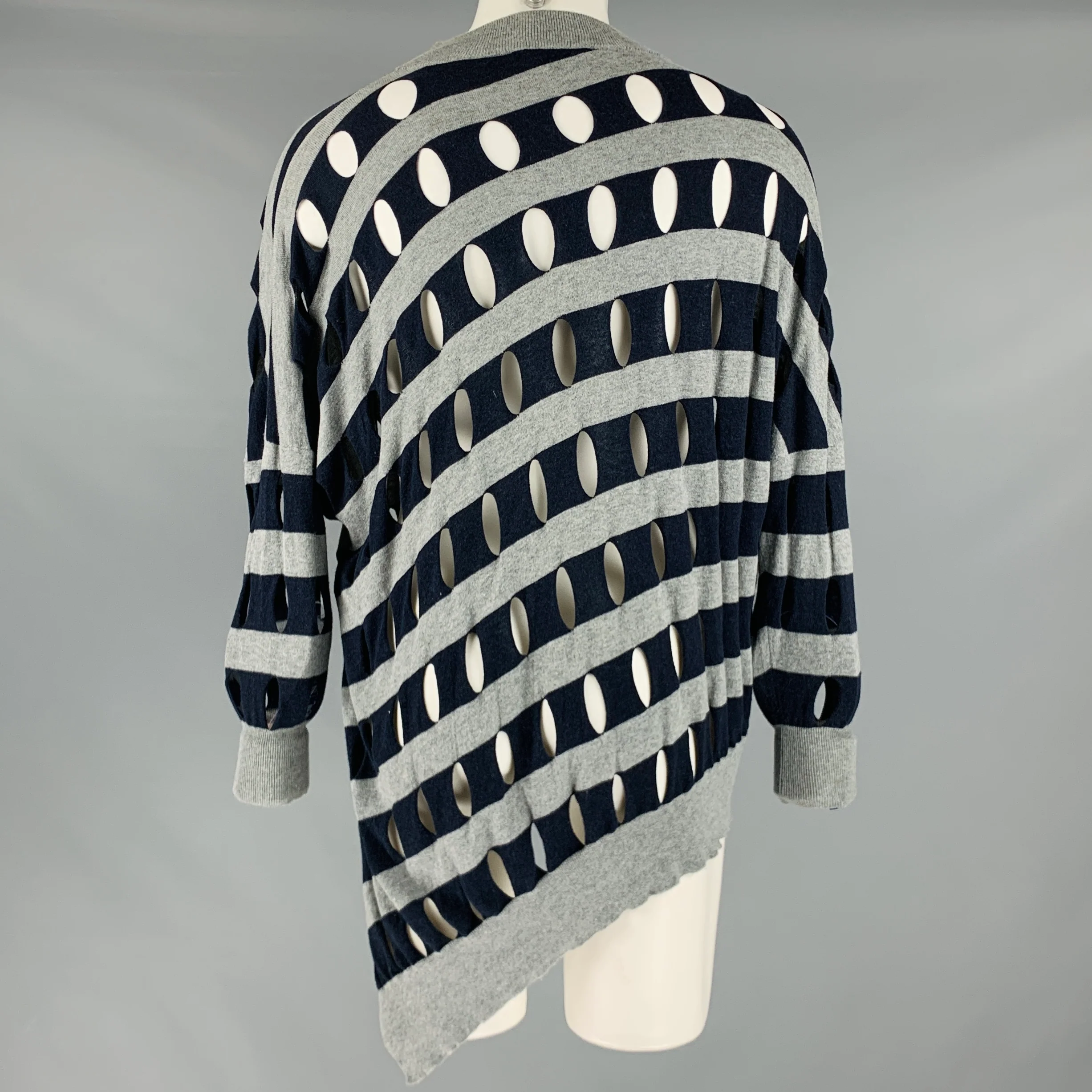 ALEXANDER WANG Size XS Grey Navy Cotton Stripe Cutout Pullover - Image 3