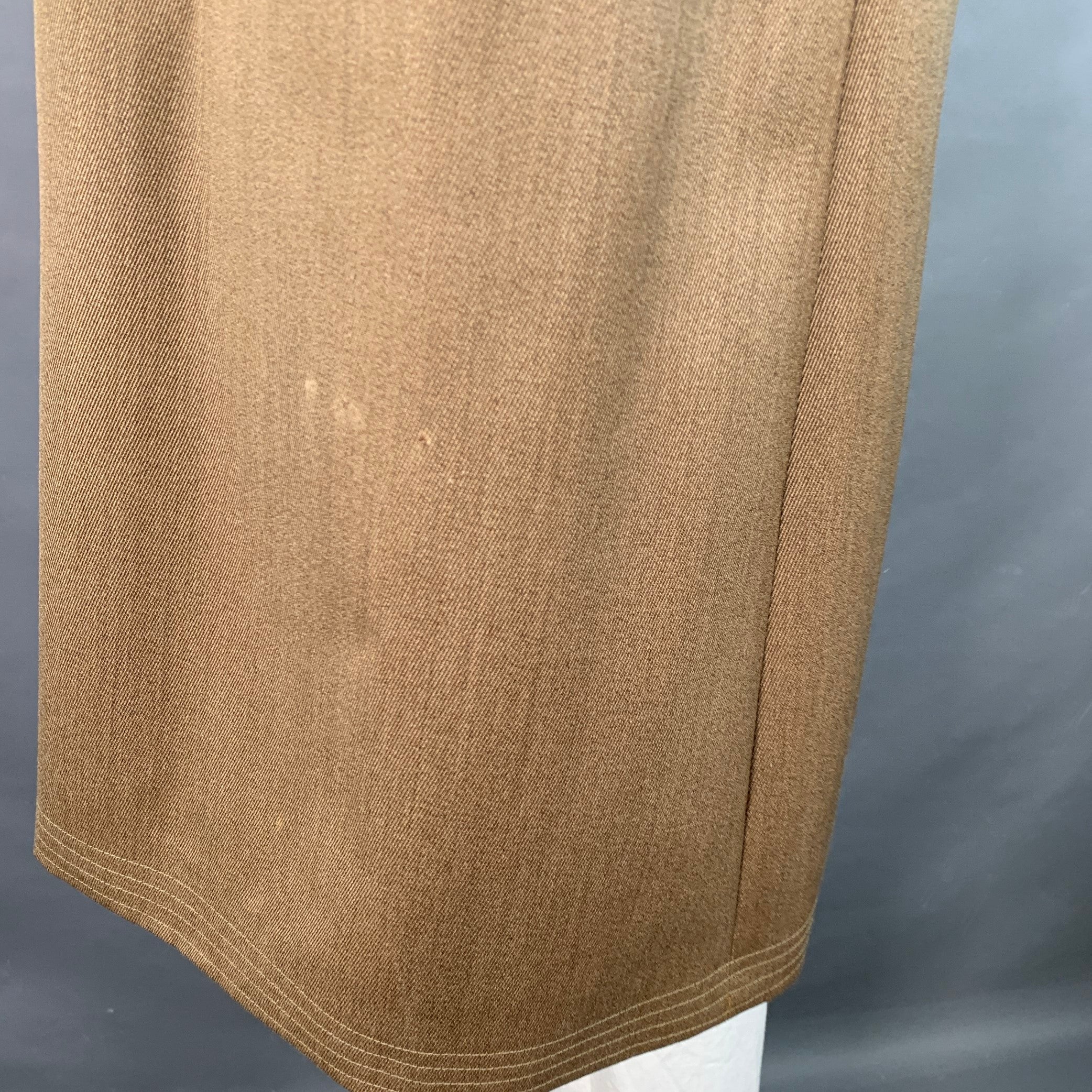 ALEXANDRE Size 46 Tan Brown Virgin Wool Twill Contrast Trim Hidden Buttons Coat - Image 9