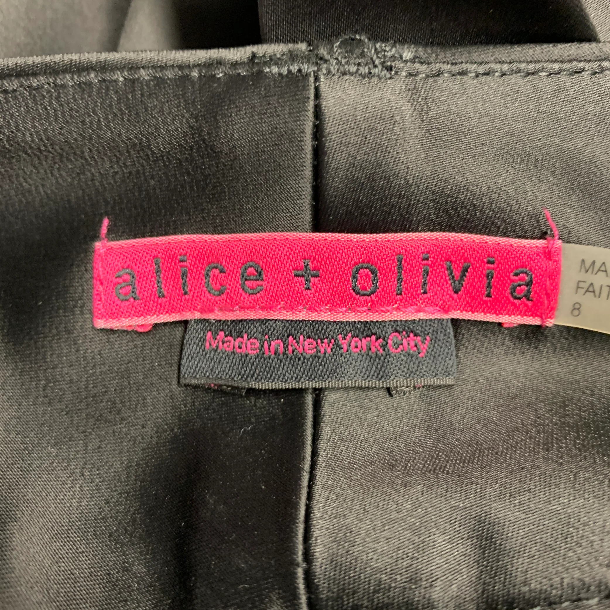 ALICE + OLIVIA Size 8 Black Acetate Blend Narrow Leg Dress Pants - Image 3
