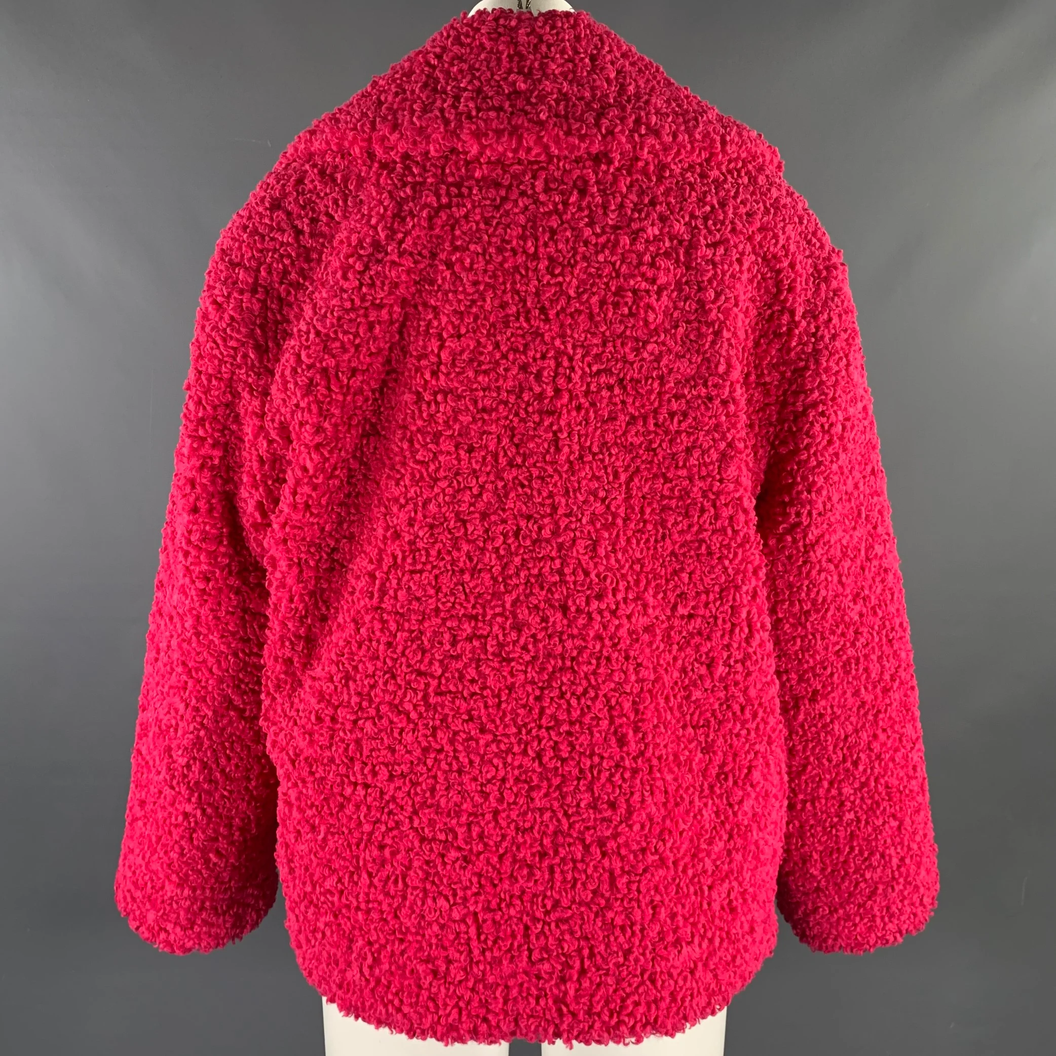 ALICE + OLIVIA Size M Pink Polyester Textured Faux Fur Jacket - Image 4