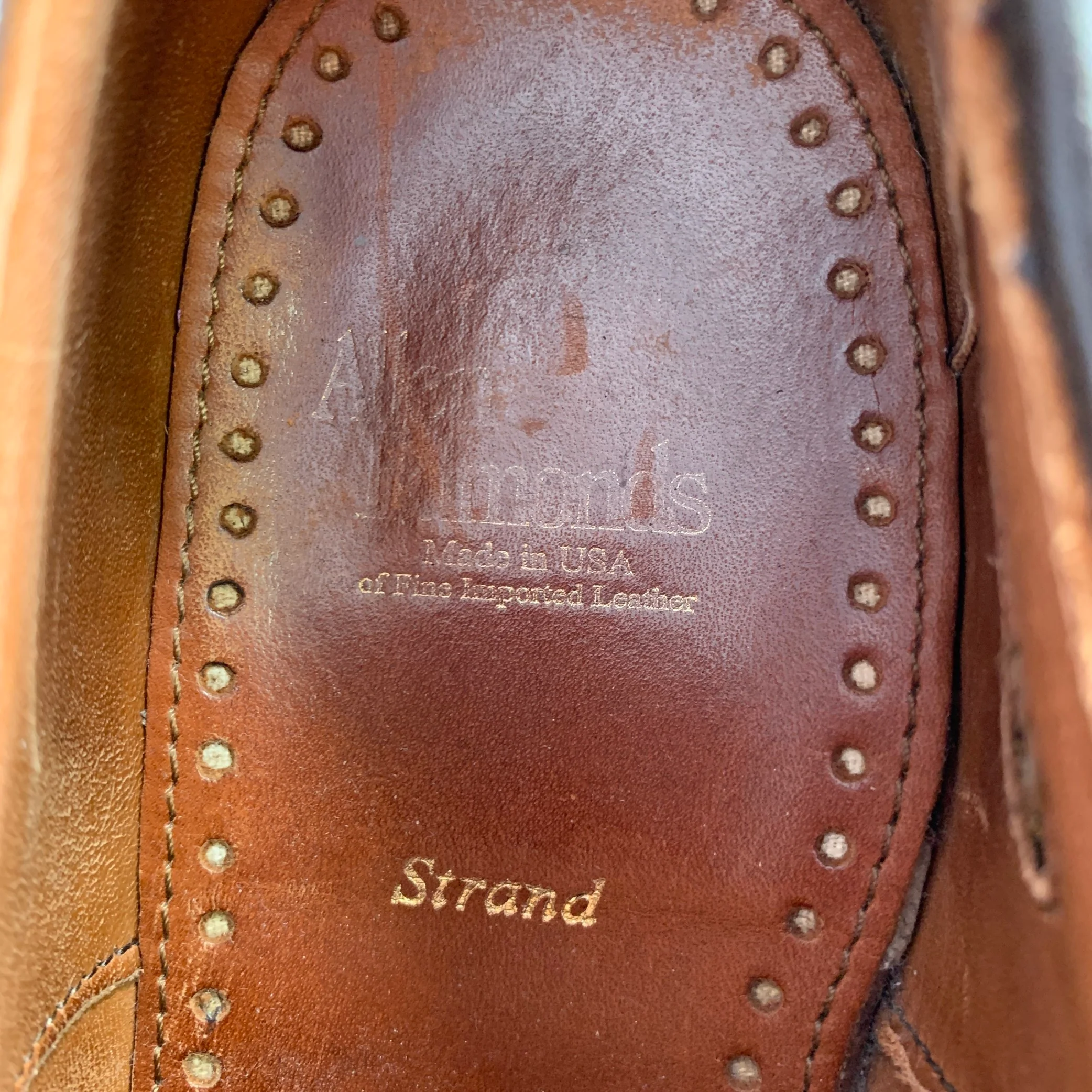 ALLEN EDMONDS Size 10.5 Strand Brown Perforated Suede Cap Toe Oxford Shoes - Image 7