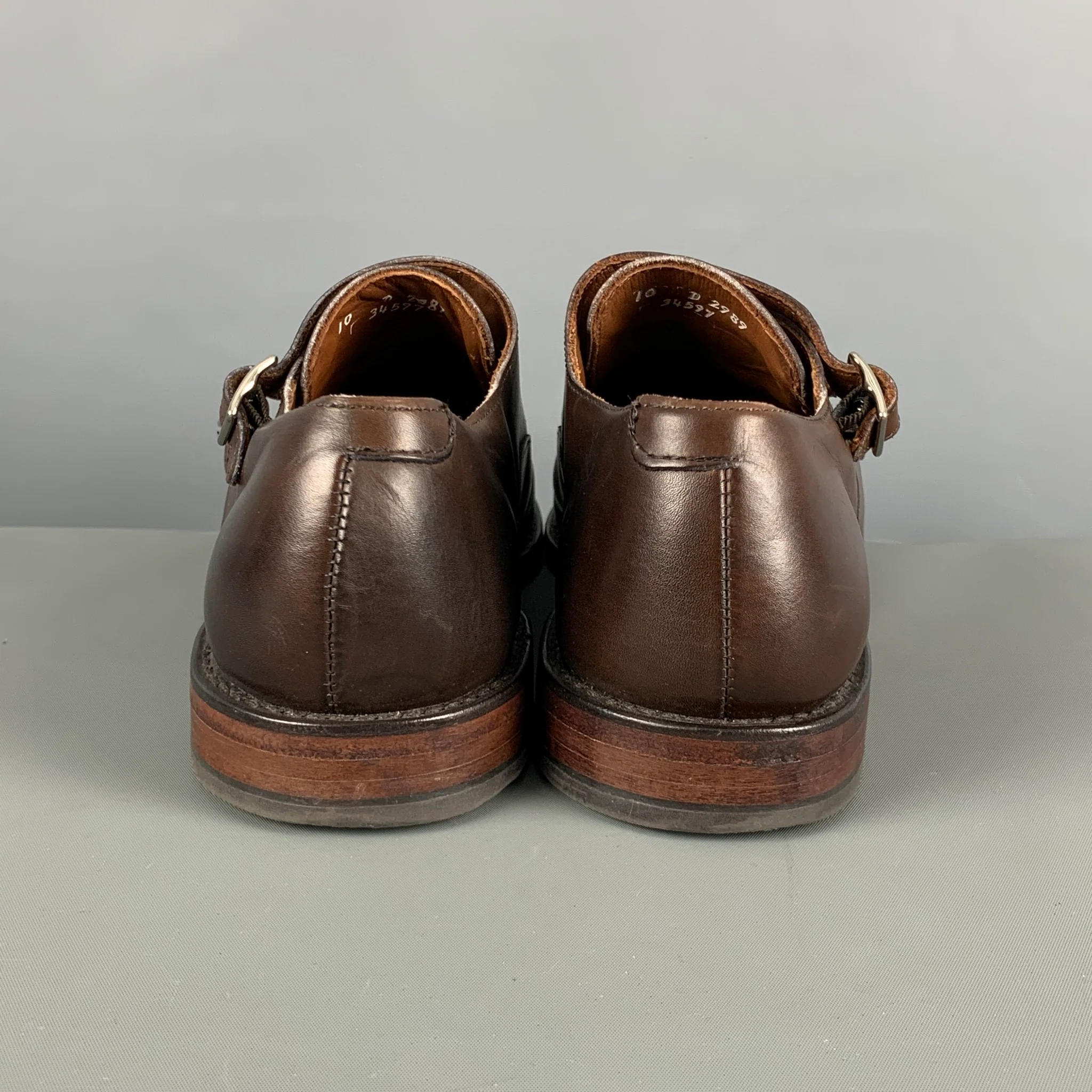 ALLEN EDMONDS Size 10 Brown Leather Double Monk Strap Lace Up Shoes - Image 3