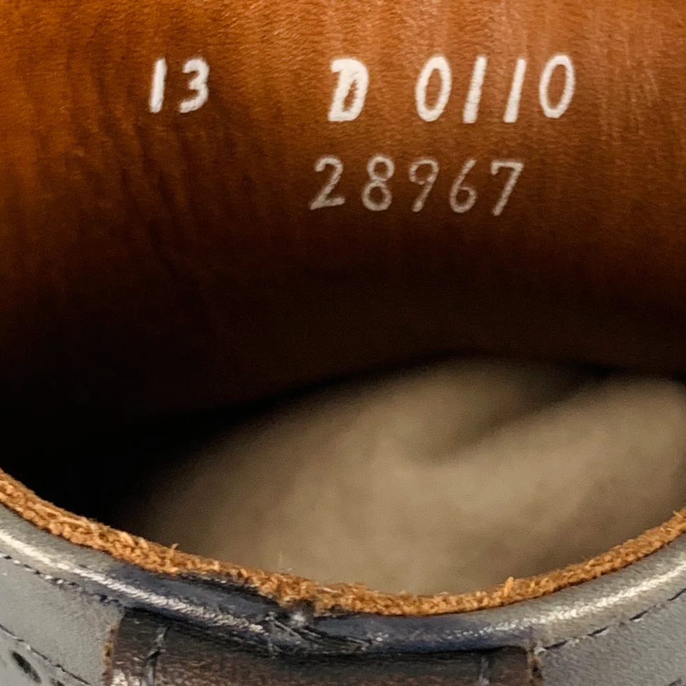 ALLEN EDMONDS Size 13 Grey Perforated Leather Wingtip Boots - Image 8
