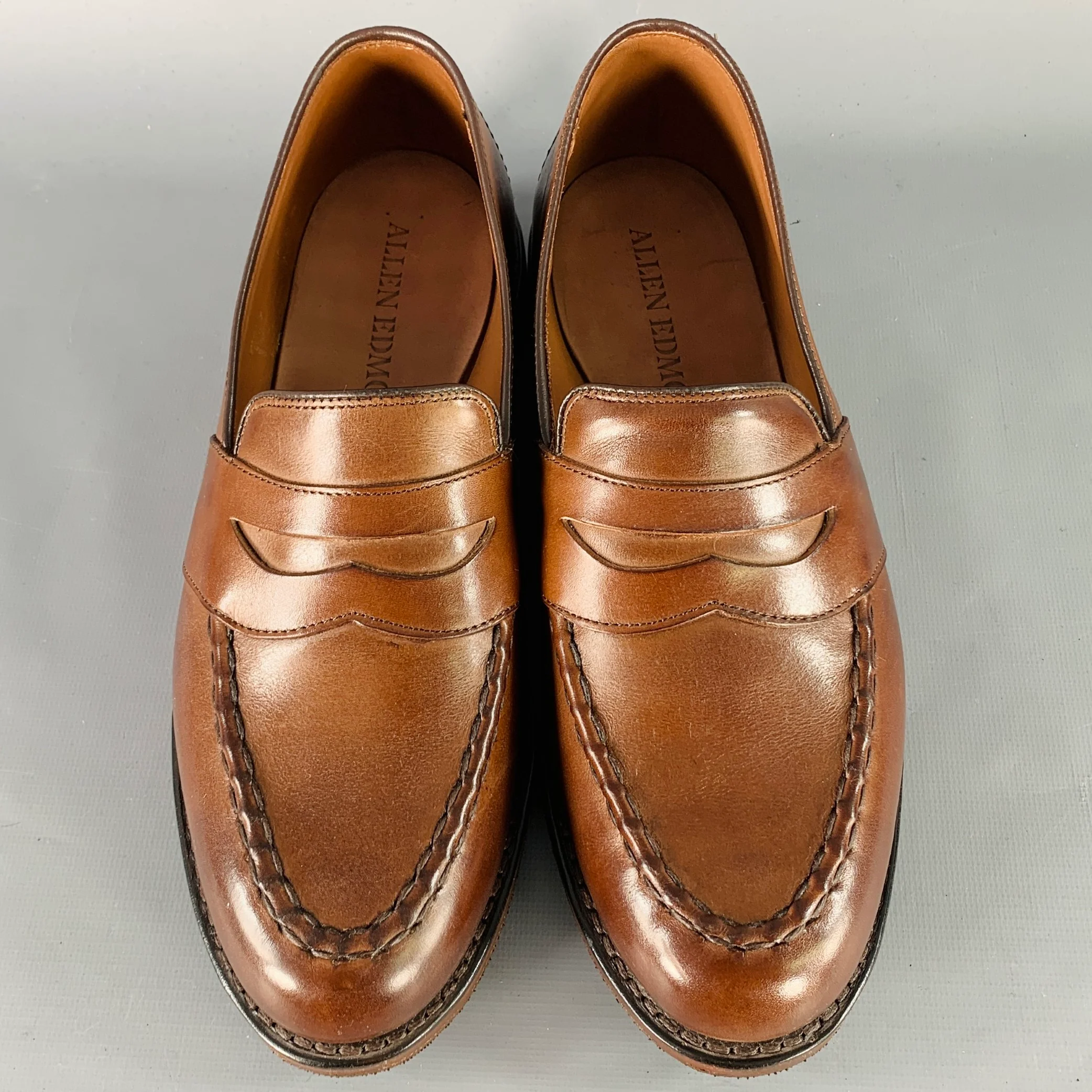ALLEN EDMONDS Size 7 Randolph Brown Leather Penny Loafers - Image 4