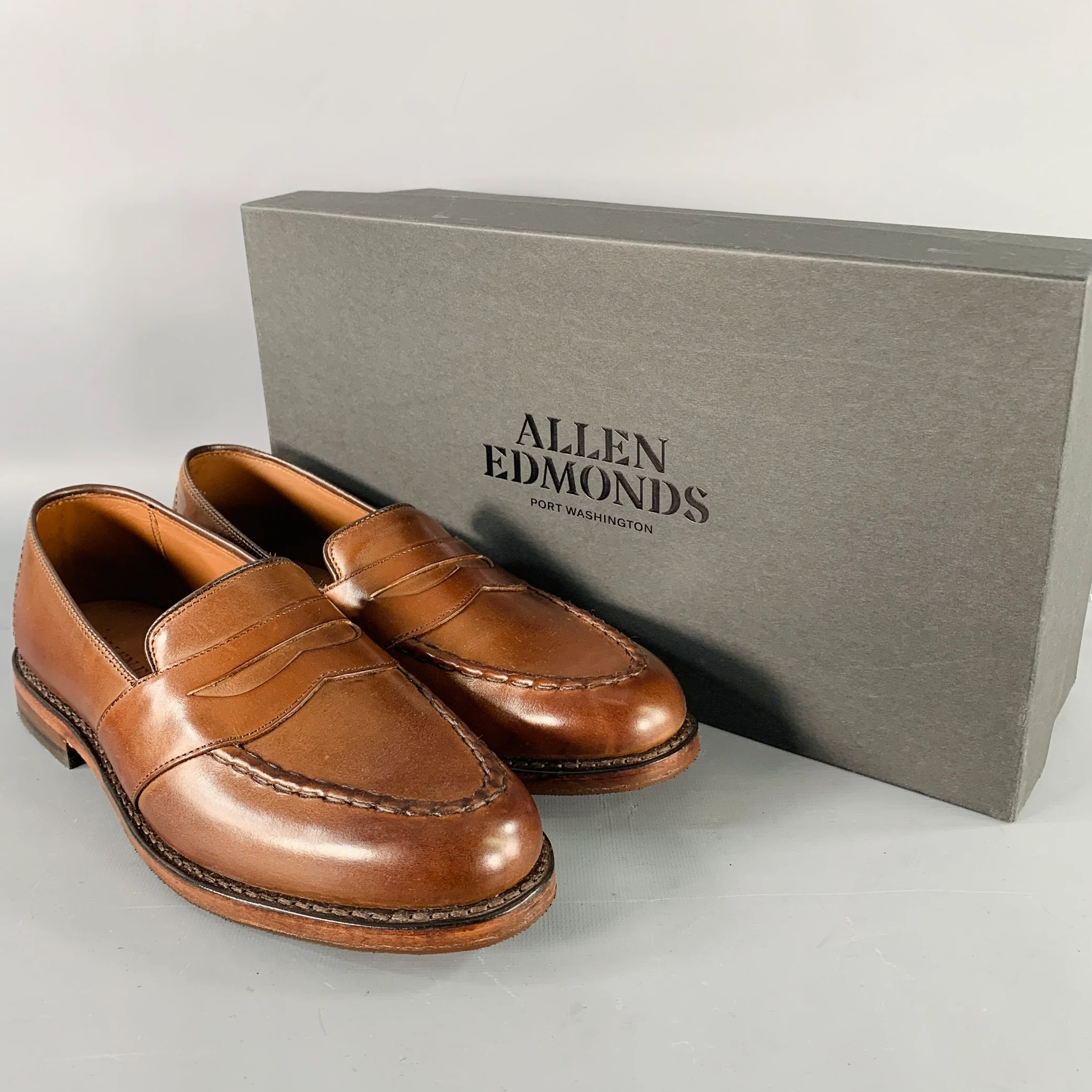 ALLEN EDMONDS Size 7 Randolph Brown Leather Penny Loafers - Image 9