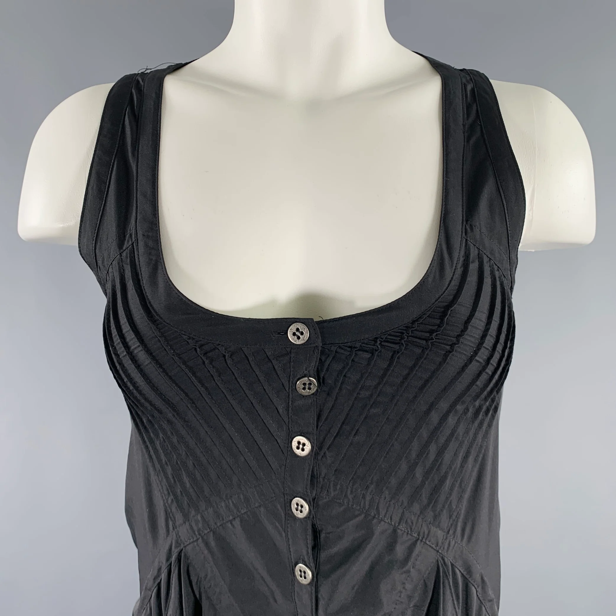 ALLSAINTS Size 4 Black Polyester Blend Asymmetrical Dress - Image 2
