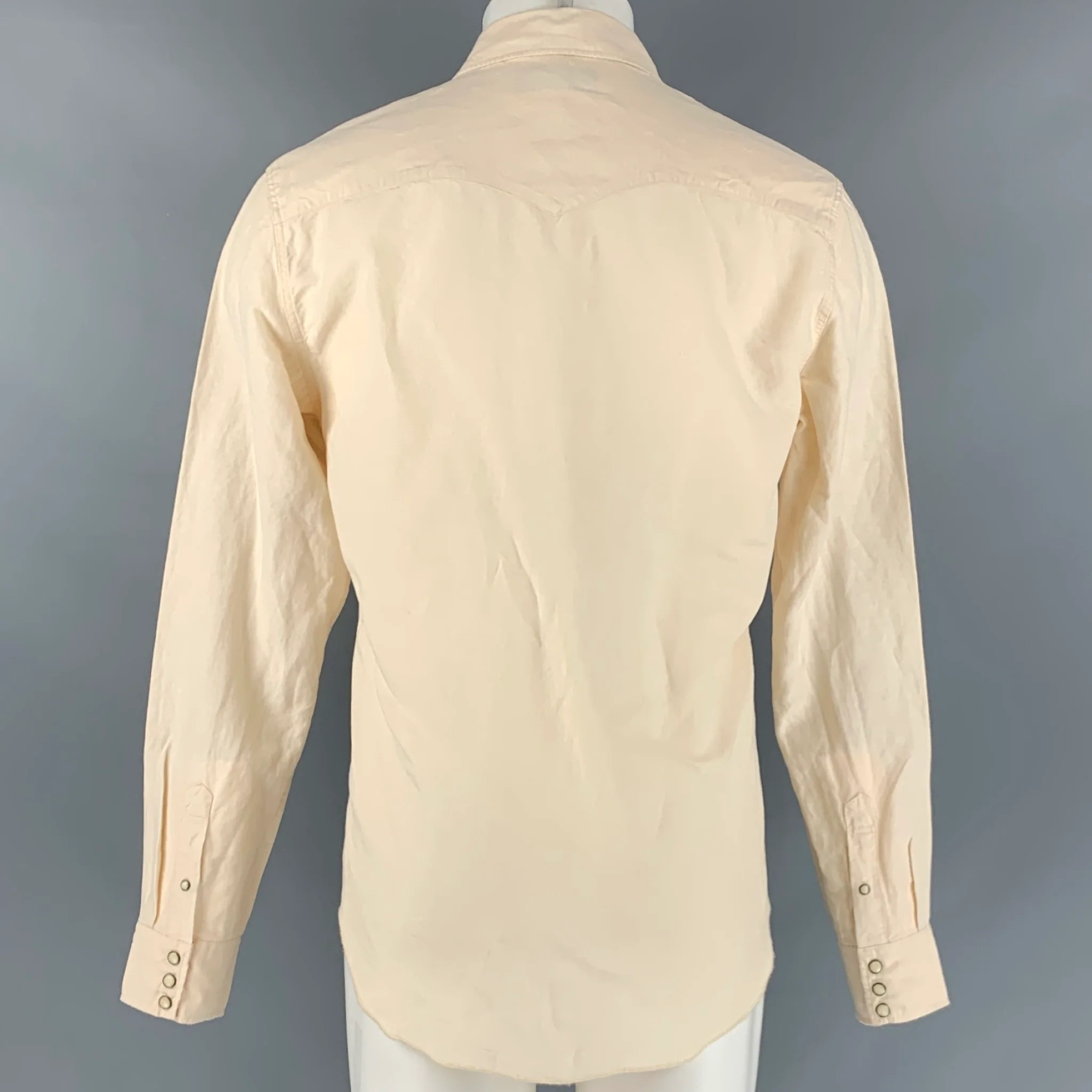 ALLSAINTS Size M Beige Lyocel Linen Western Long Sleeve Shirt - Image 4