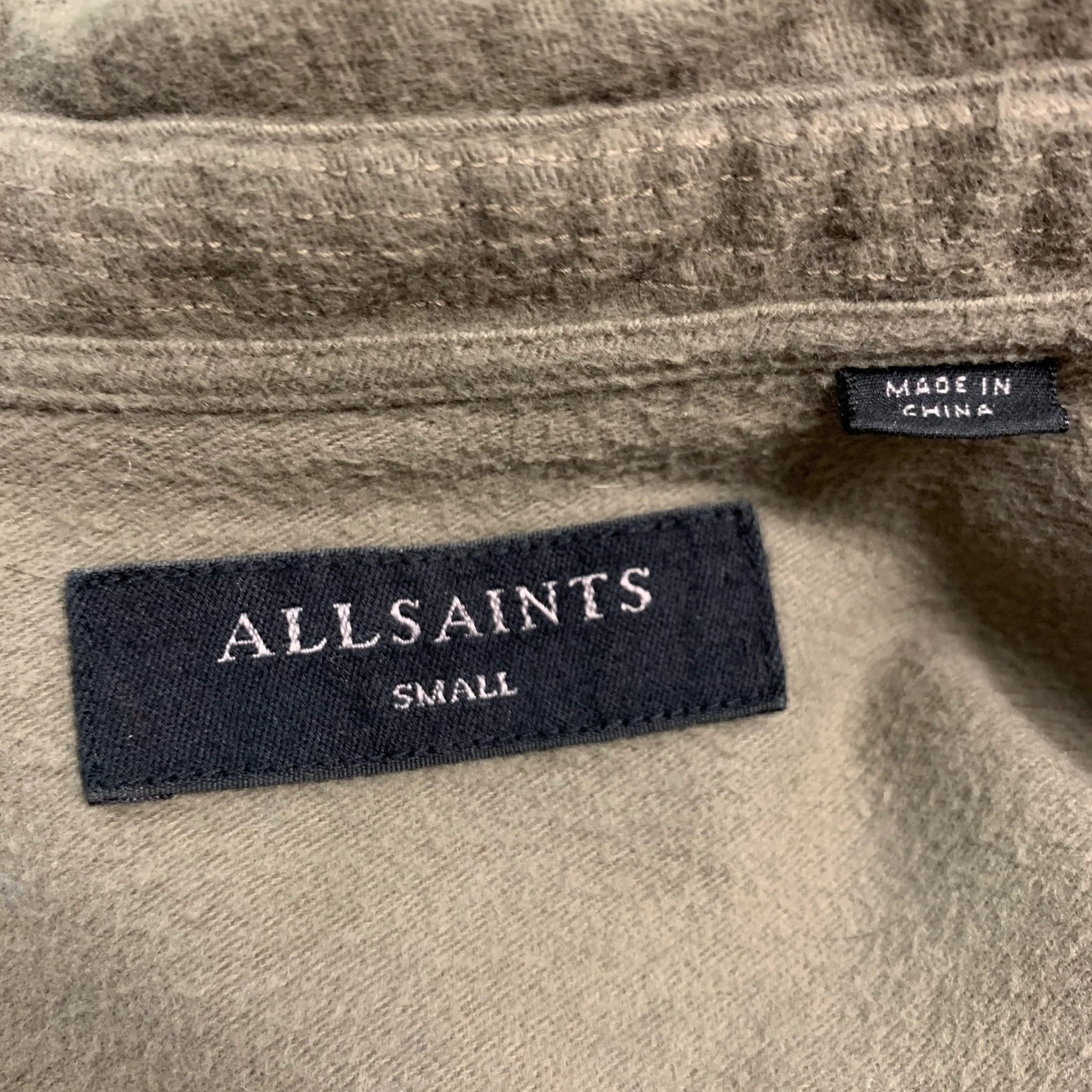 ALLSAINTS Size S Green Cotton Flannel Long Sleeve Shirt - Image 7