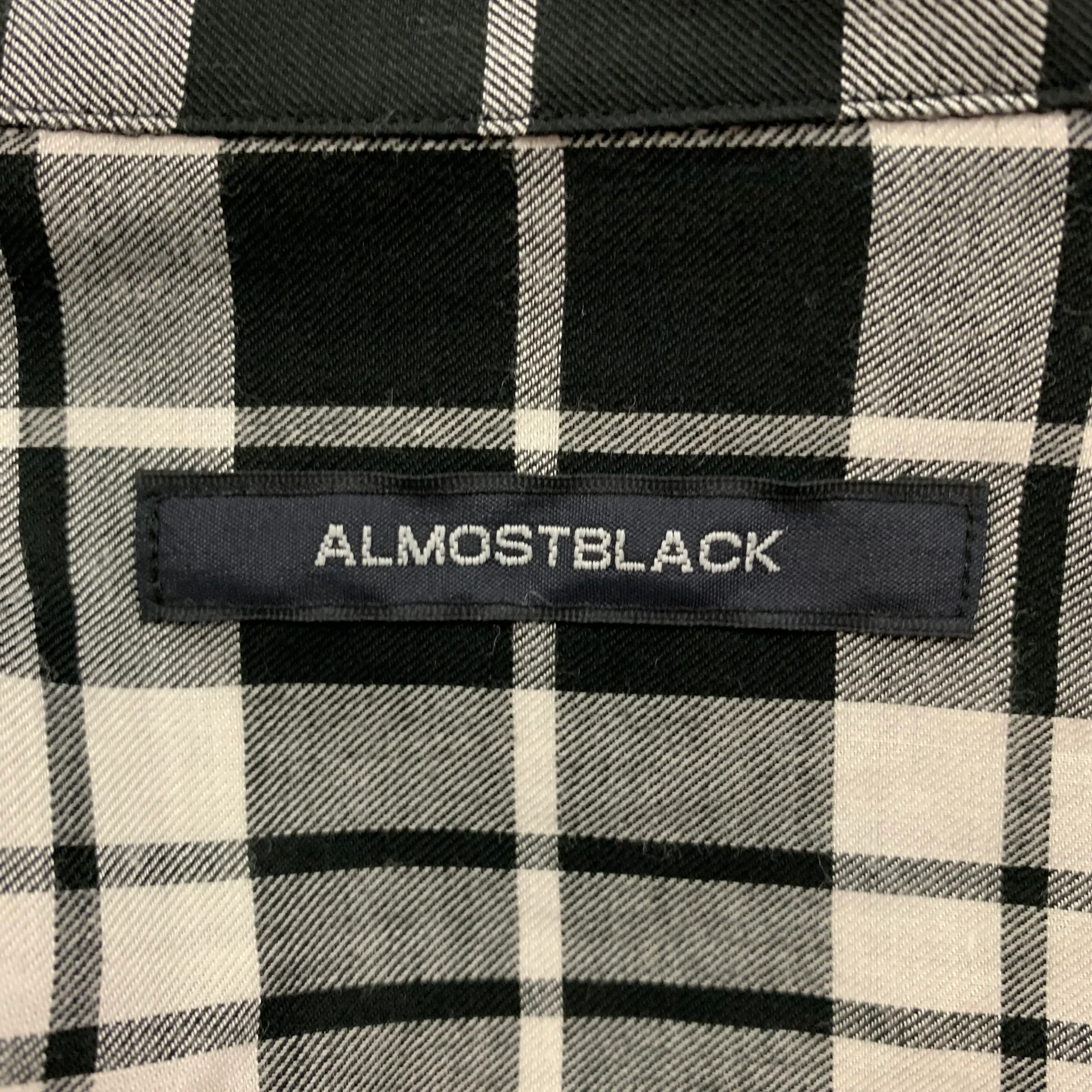 ALMOST BLACK Size M Black White Plaid Cotton Blend Oversized Long Sleeve Shirt - Image 6