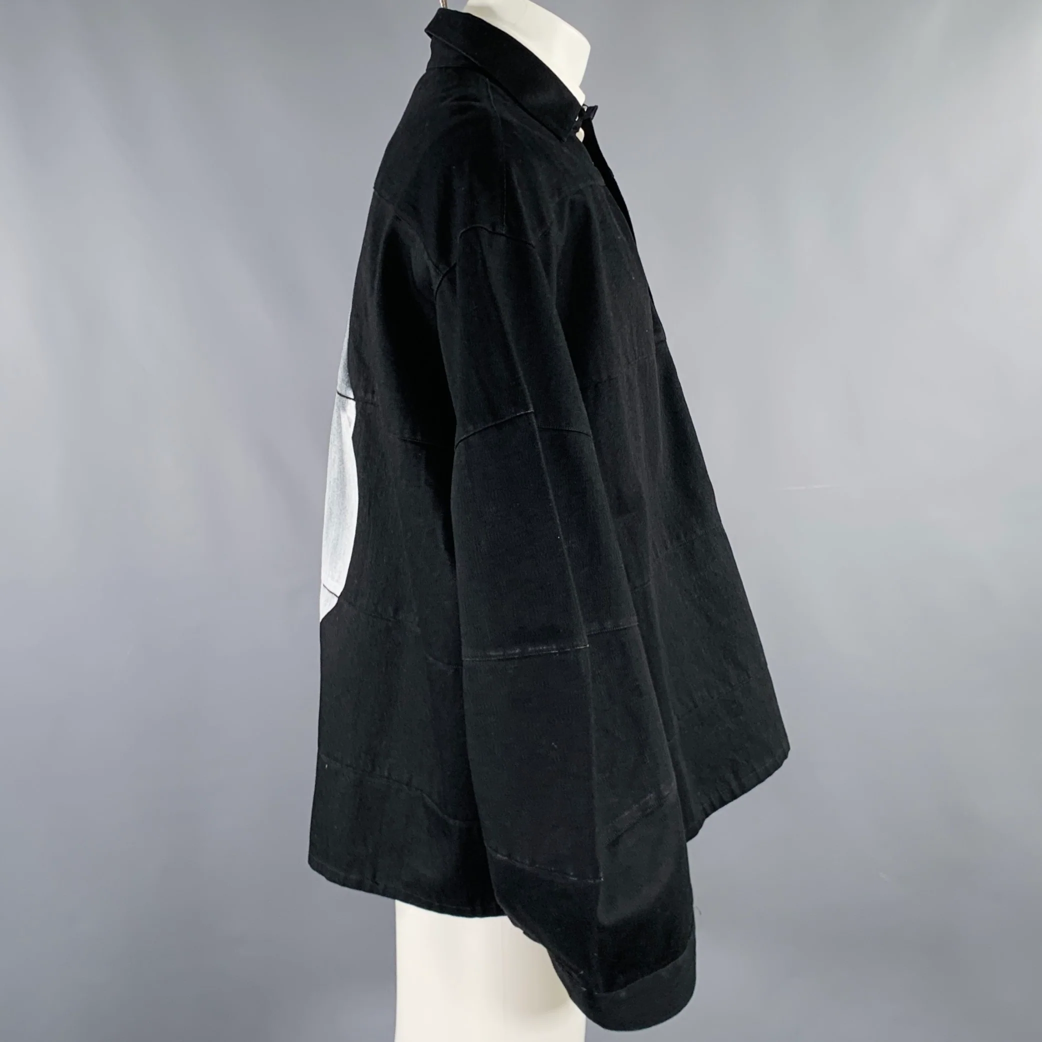 ALMOSTBLACK One Size Black Hand Painted Cotton Oversized Sport Coat - Image 2