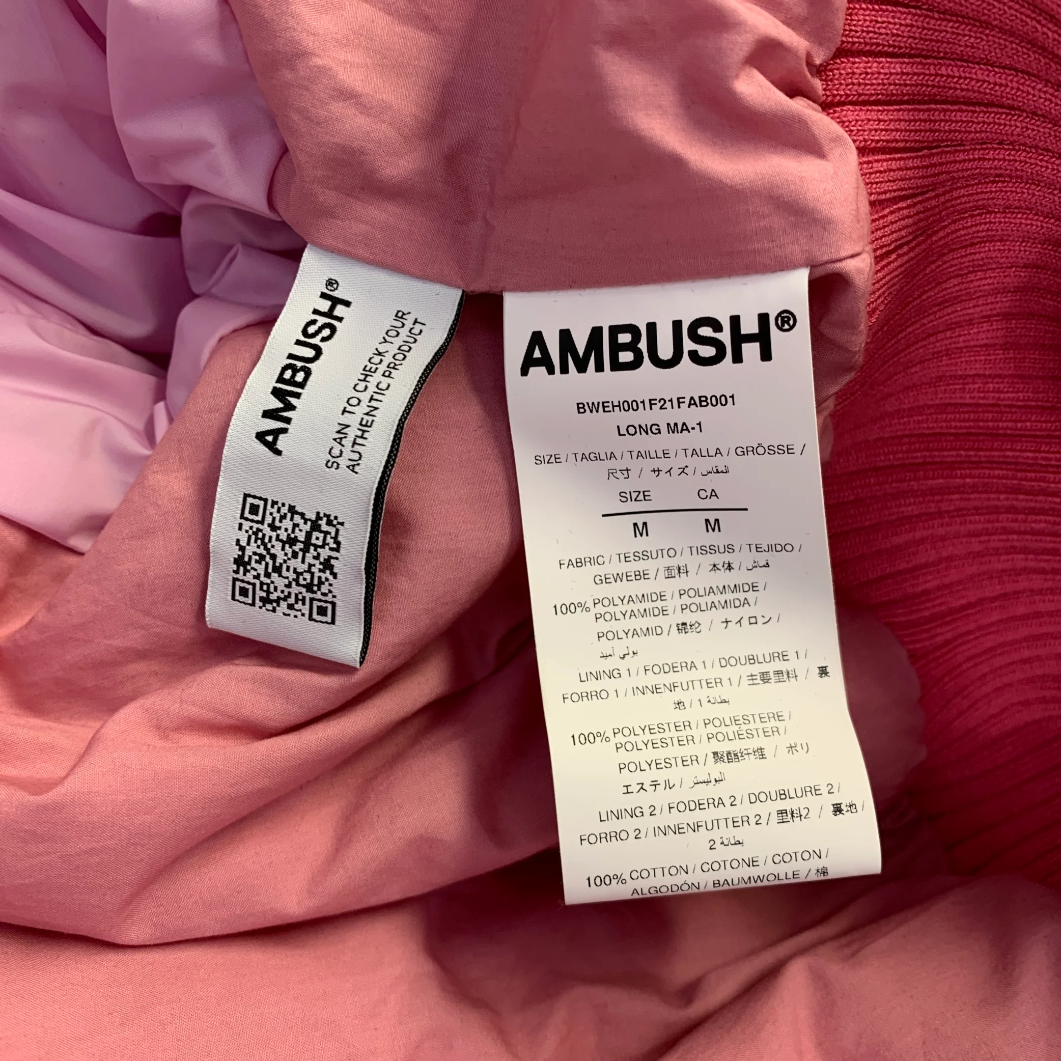 AMBUSH Size M Pink Polyamide Ribbed Knit Coat Dress Coat - Image 7