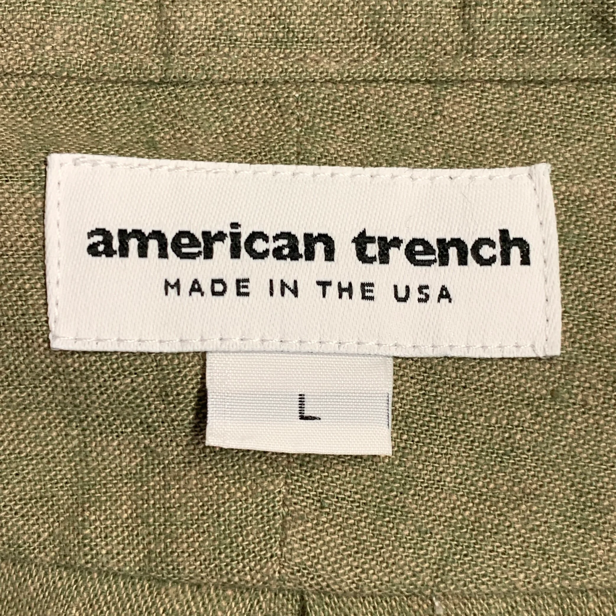 AMERICAN TRENCH Size L Green Sage Heather Linen Blend Long Sleeve Shirt - Image 4