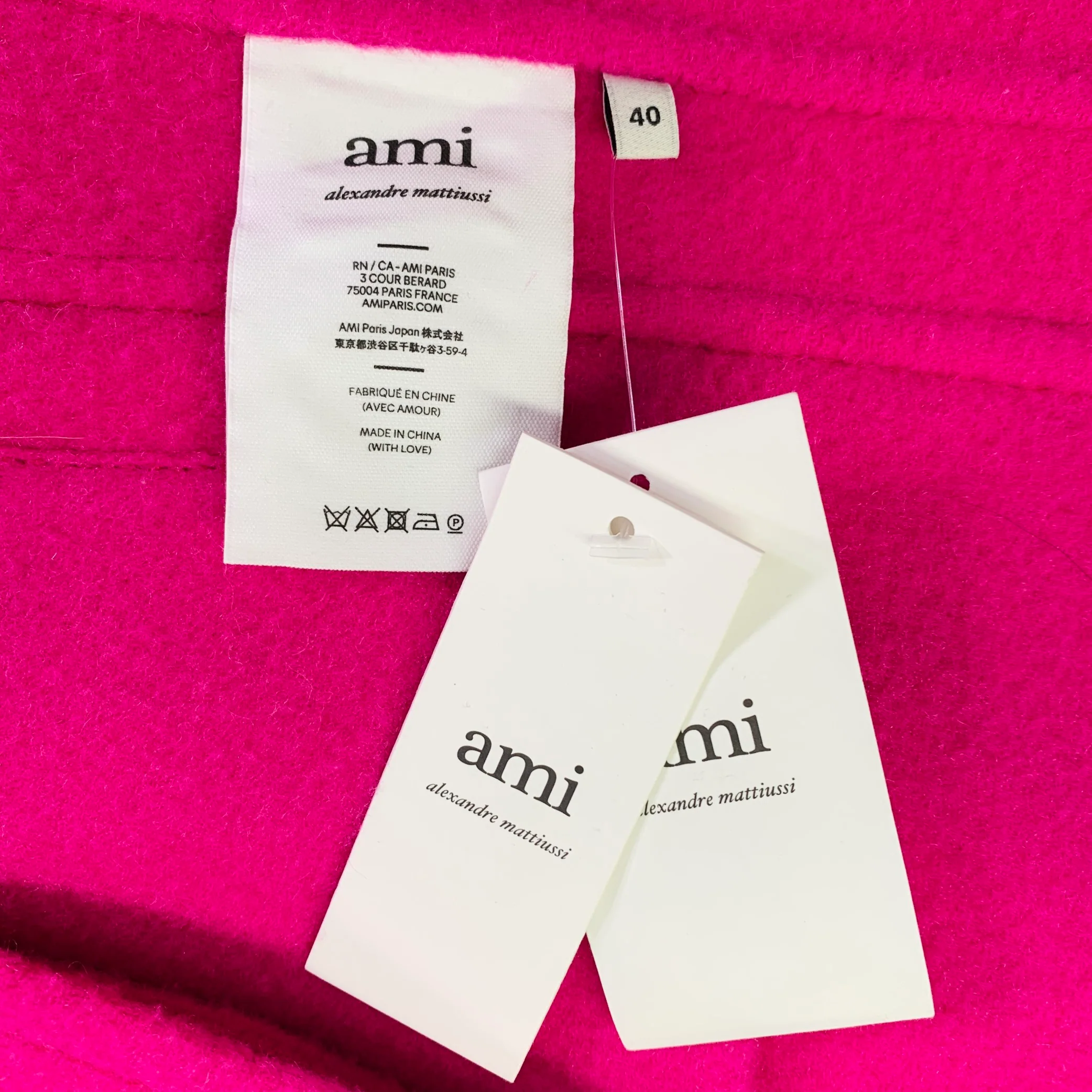 AMI by ALEXANDRE MATTIUSSI FW22 Size 40 Pink Textured Wool Hidden Buttons Oversized Coat - Image 8