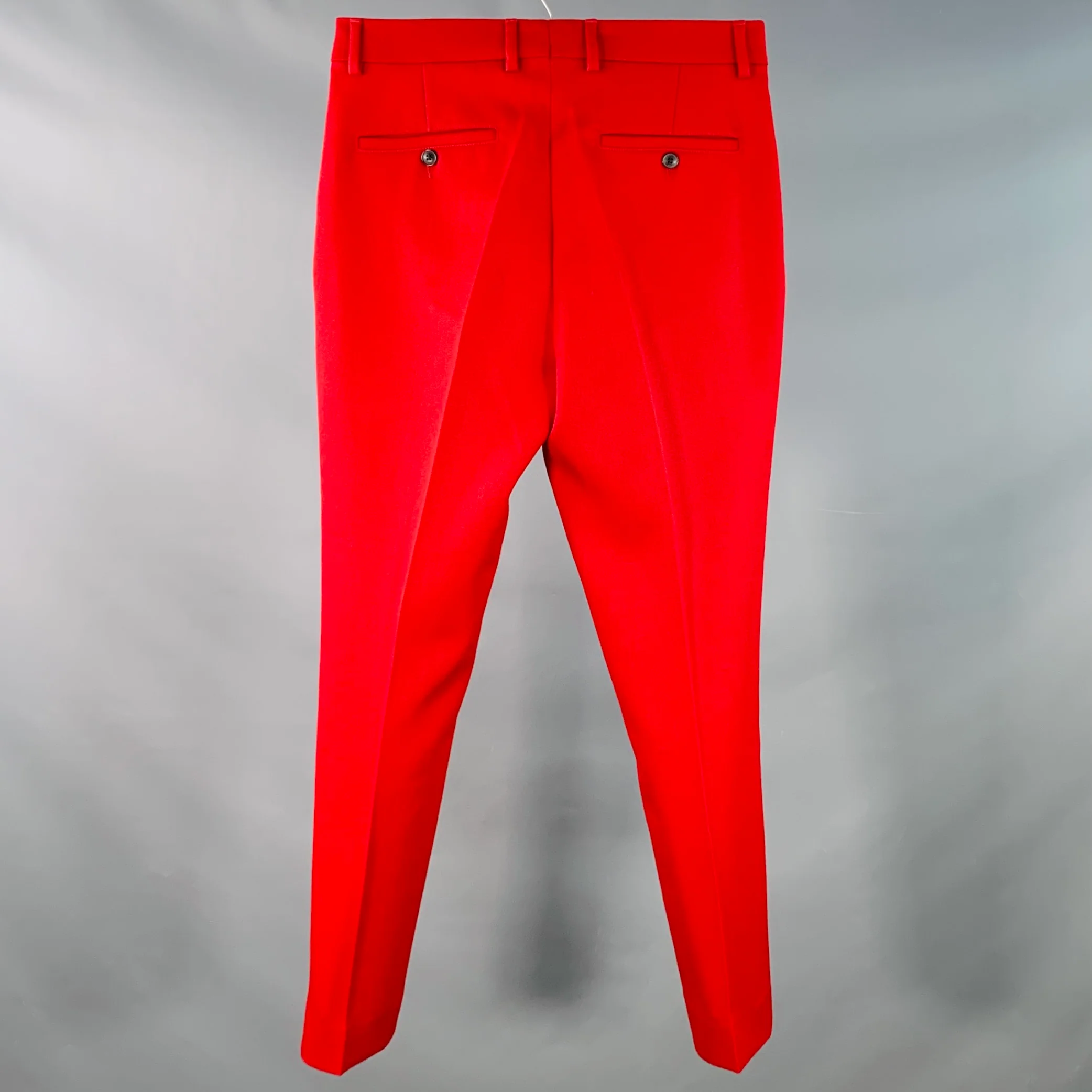 AMI by ALEXANDRE MATTIUSSI Size 28 Red Wool Twill Zip Fly Dress Pants - Image 2