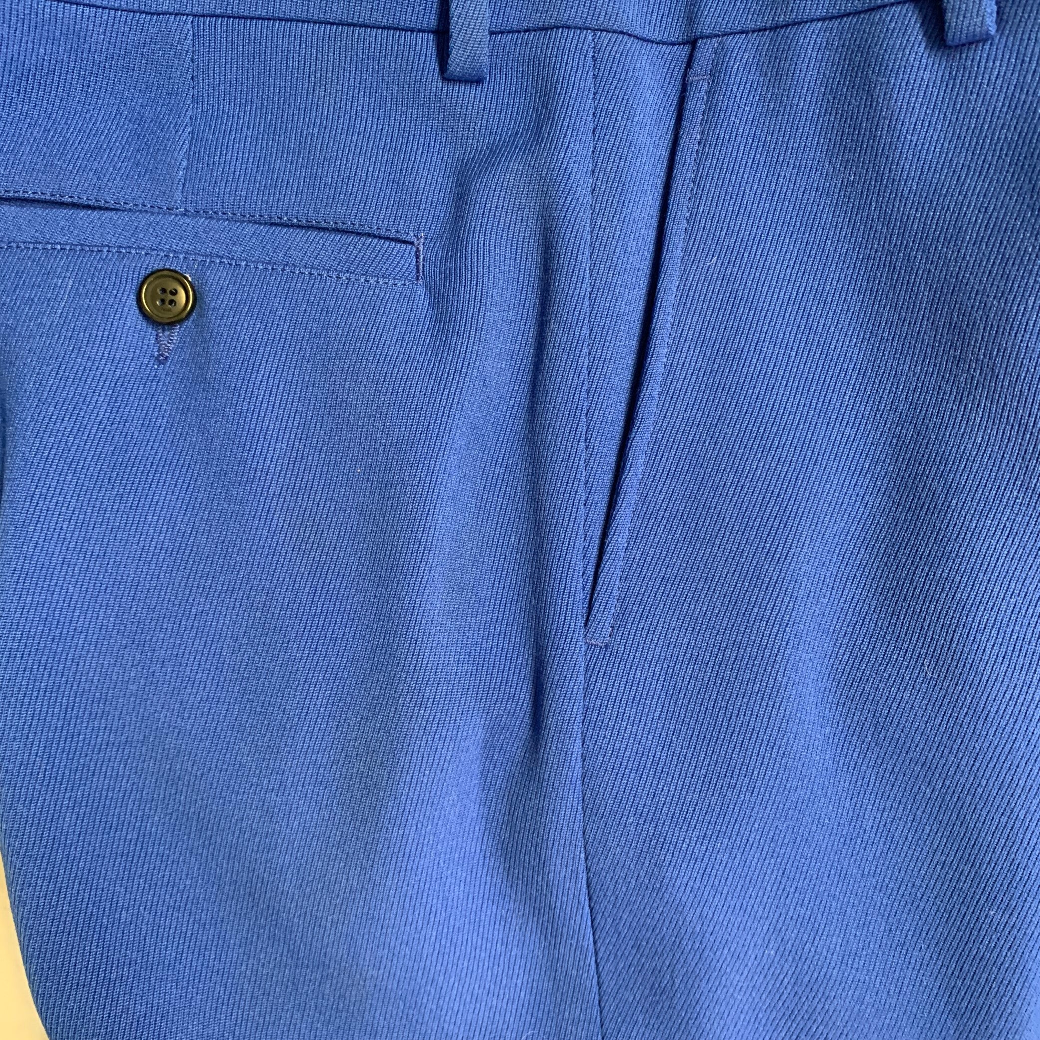 AMI by ALEXANDRE MATTIUSSI Size 28 Royal Blue Wool Twill Button Fly Dress Pants - Image 10