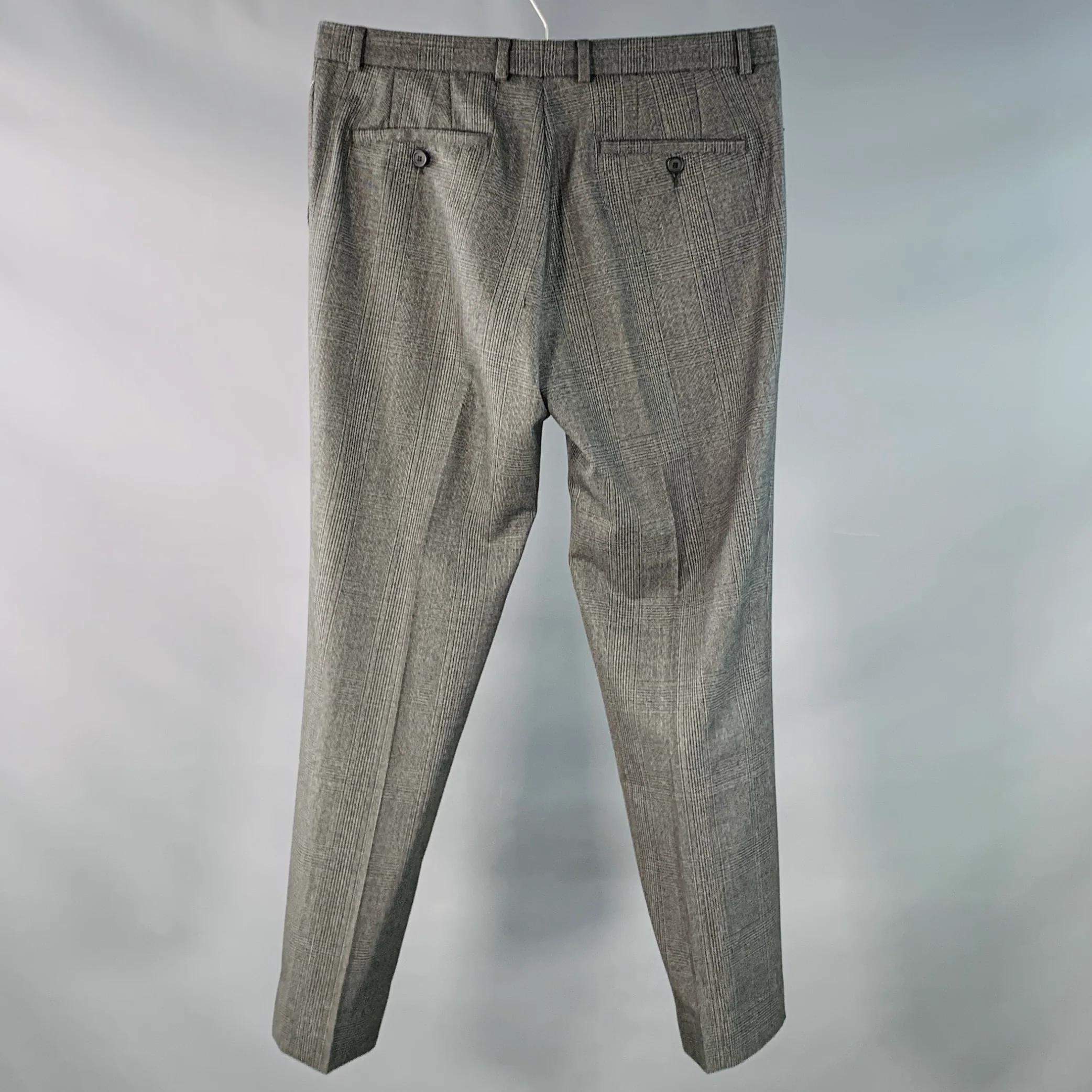 AMI by ALEXANDRE MATTIUSSI Size 30 Grey Black Glenplaid Wool Tapered Dress Pants - Image 3