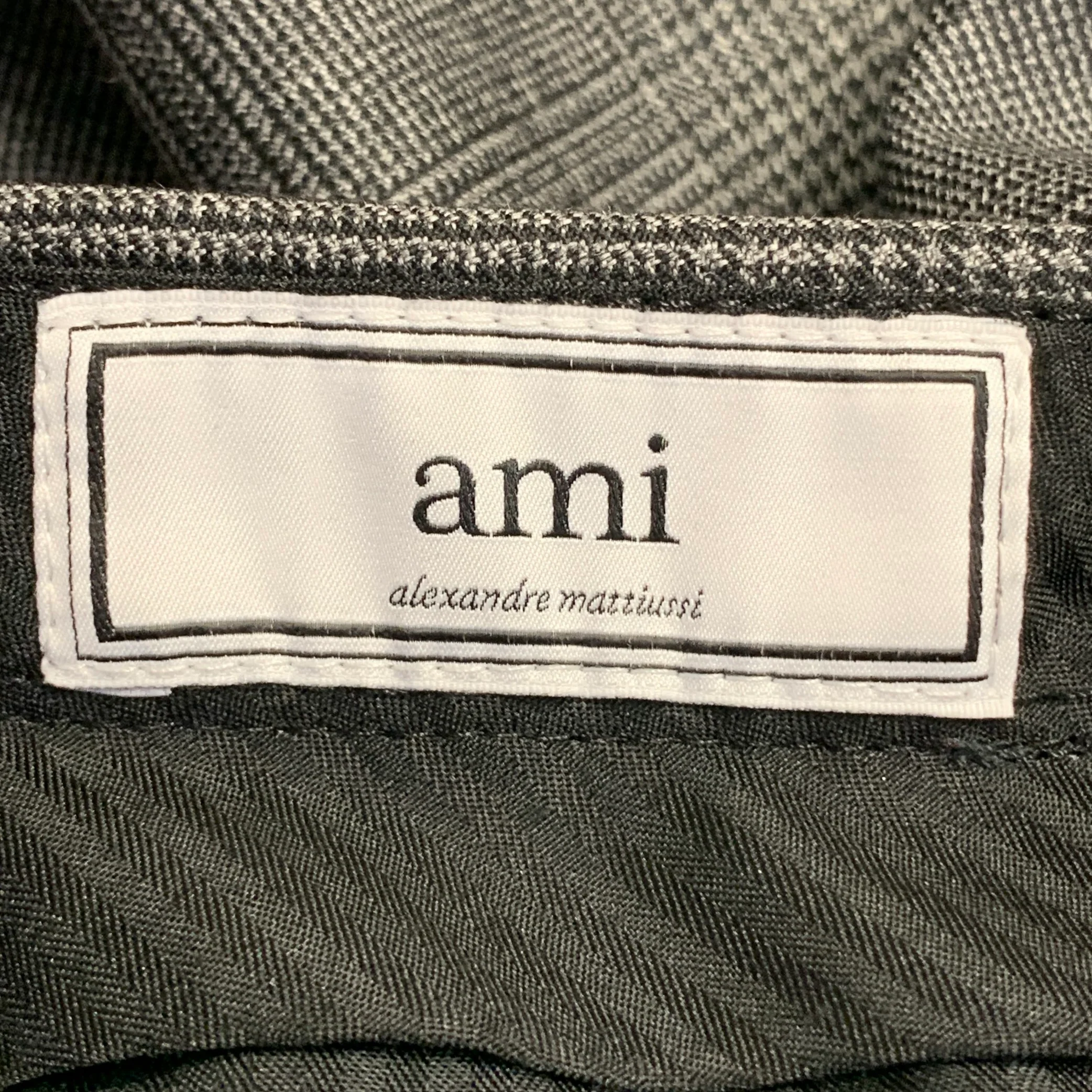 AMI by ALEXANDRE MATTIUSSI Size 30 Grey Black Glenplaid Wool Tapered Dress Pants - Image 5